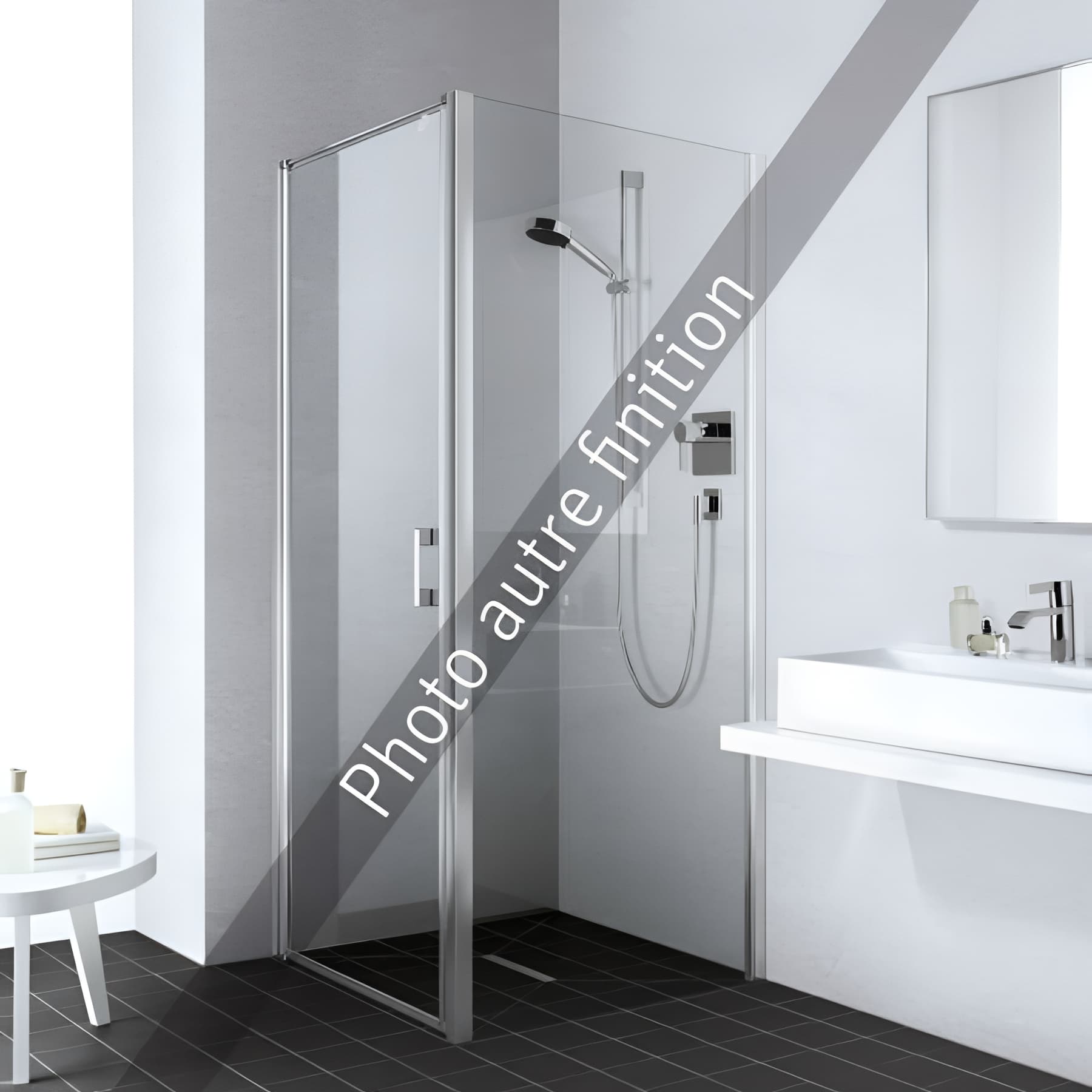 Paroi de douche fixe largeur 100 cm hauteur 200 cm argent finition mat verre clair clean