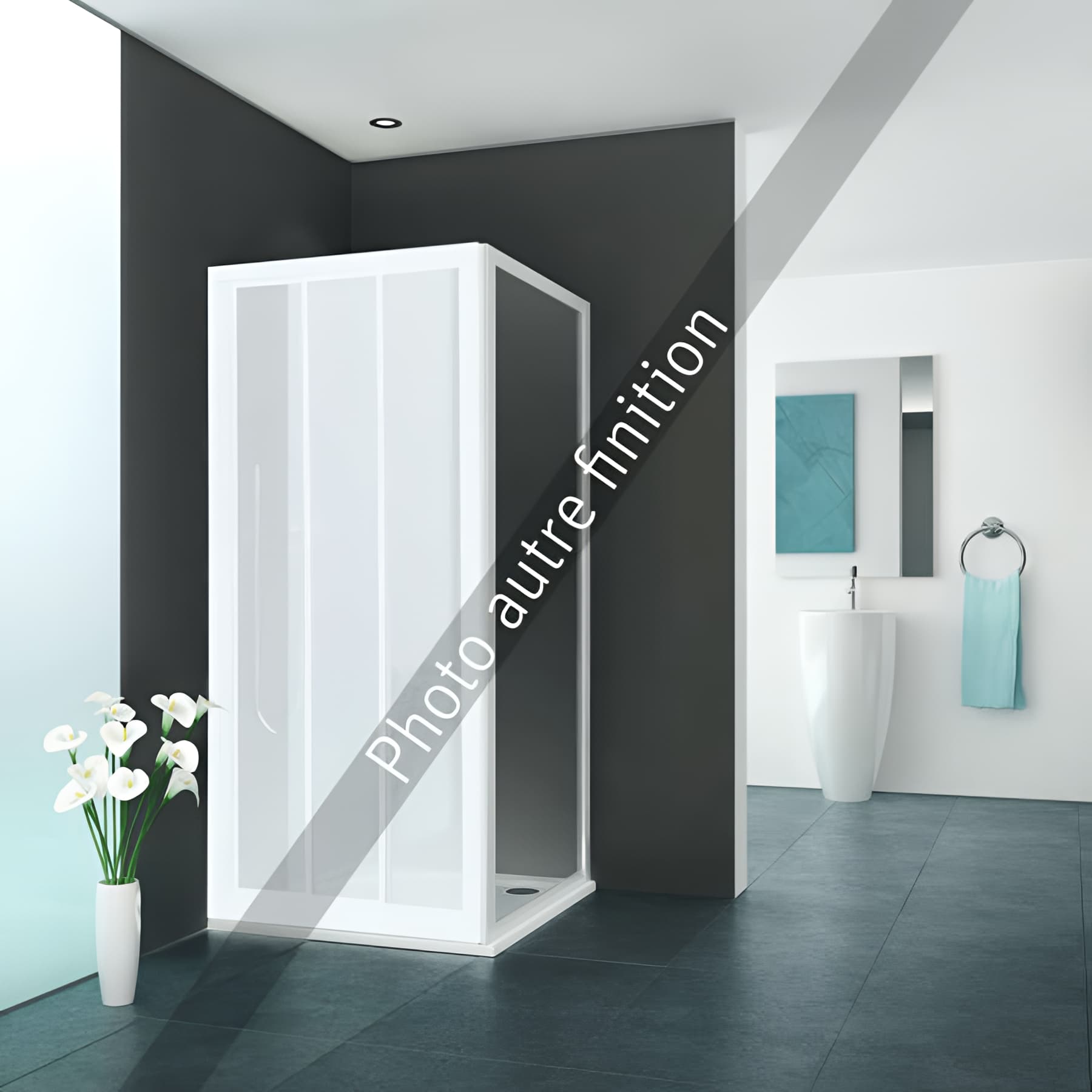 Paroi de douche fixe largeur 23cm hauteur 190 cm profilé argent poli verre clair clean