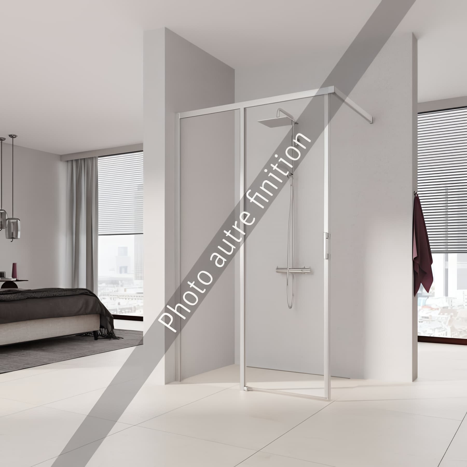 Paroi de douche walk-in largeur 100 cm hauteur 200 cm profilé argent poli verre clair