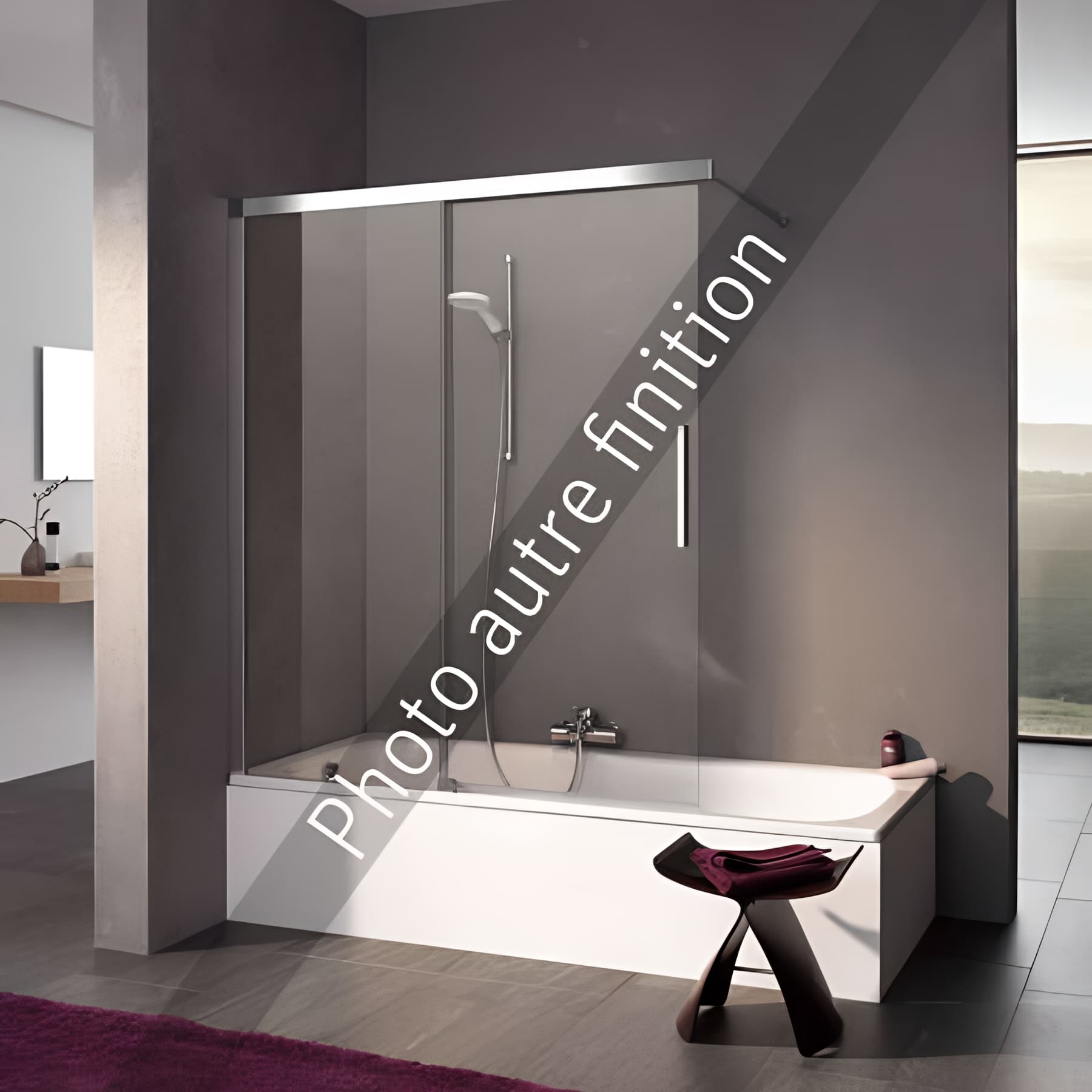 Pare bain largeur 120 cm hauteur 150 cm profilé noir soft verre clair