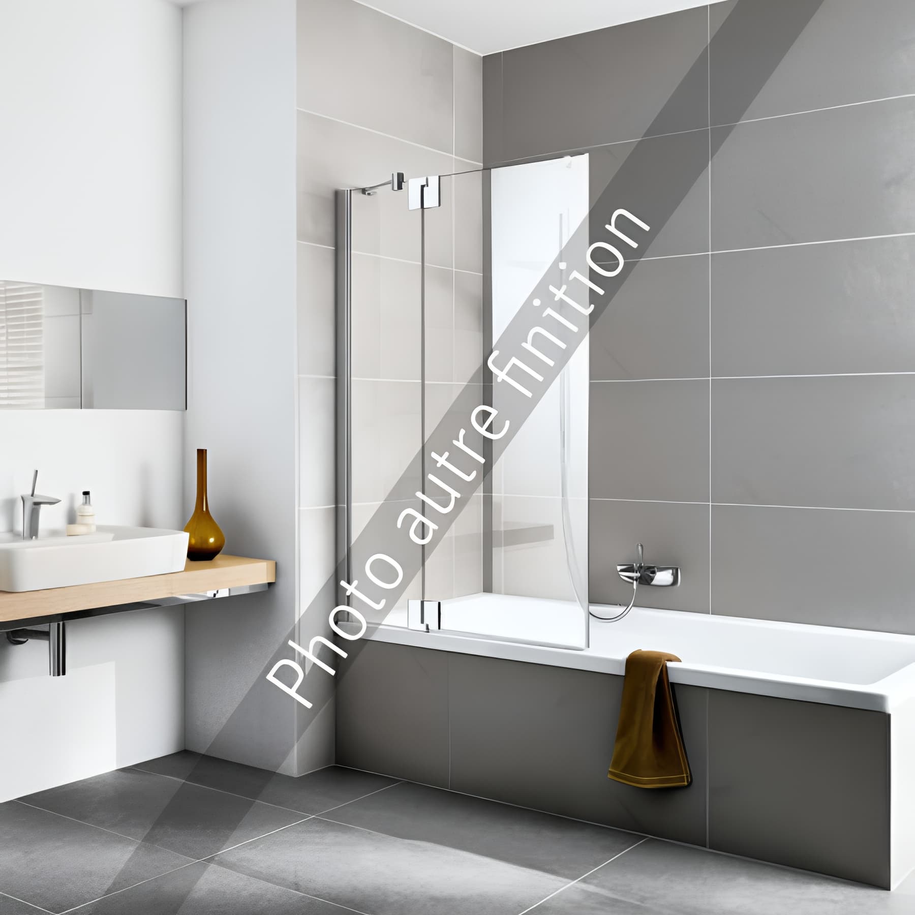 Pare bain largeur 80cm hauteur 150 cm argent finition mat verre clair