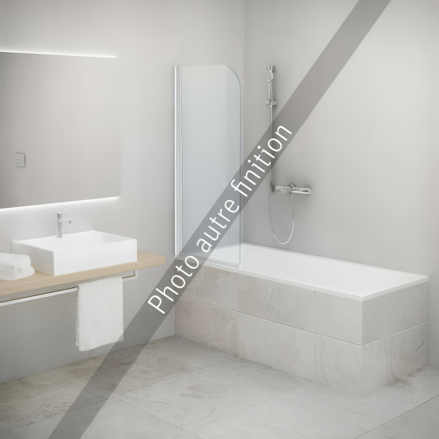 Pare bain largeur 80cm hauteur 140 cm profilé argent poli verre clair