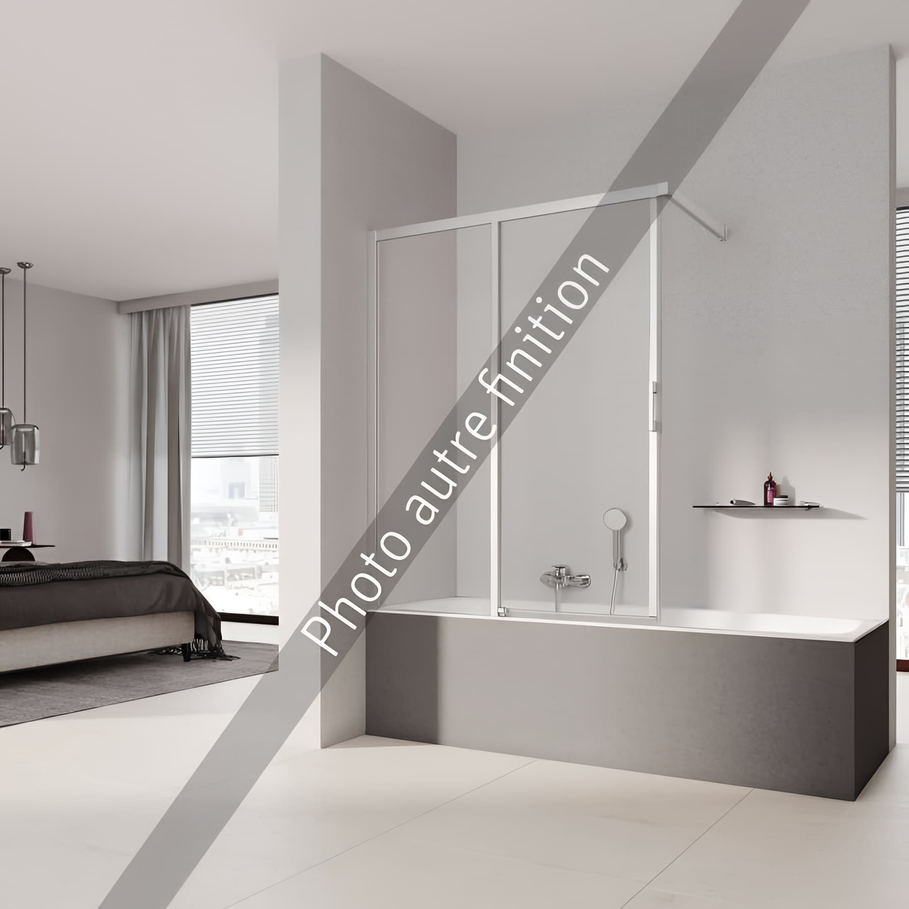 Pare bain coulissant largeur 100 cm hauteur 150 cm argent finition mat verre clair