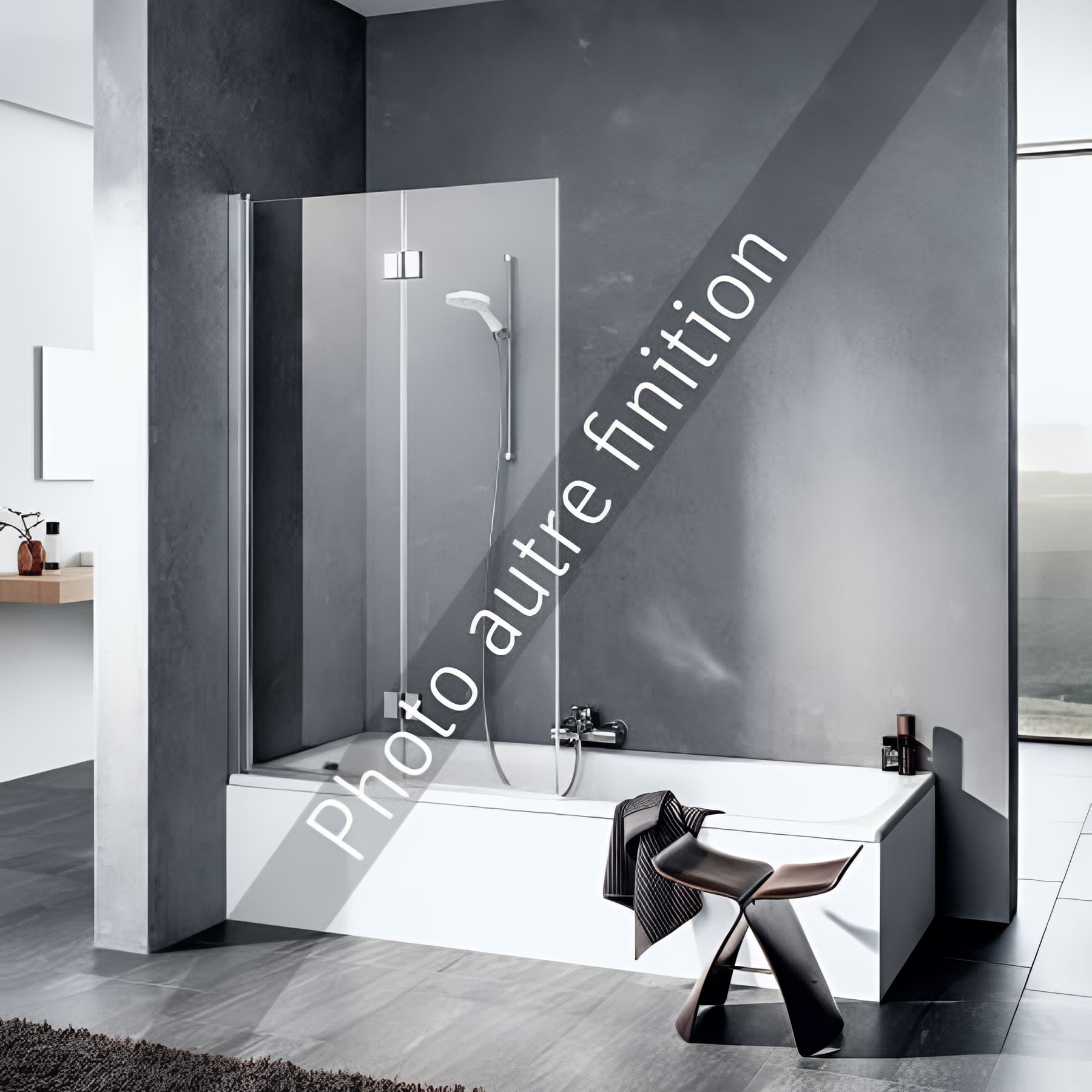 Pare bain largeur 120 cm hauteur 150 cm profilé argent poli verre clair clean