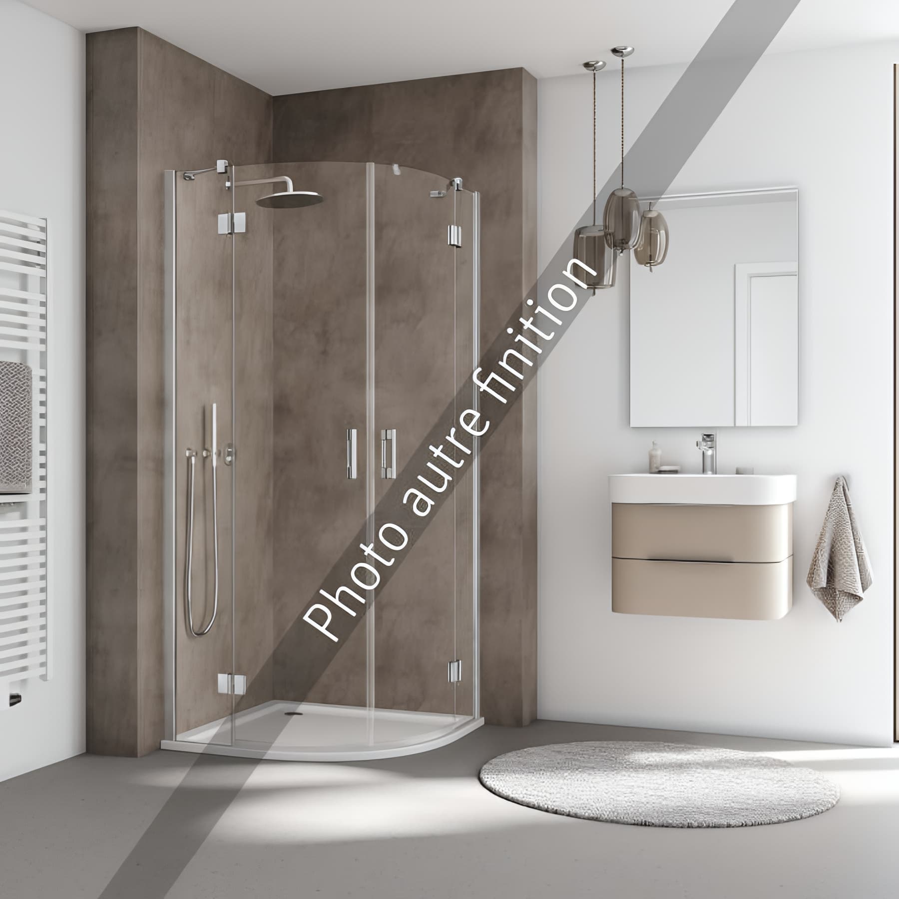 Paroi de douche arrondie pivotante largeur 101 cm hauteur 200 cm profilé noir soft verre clair clean