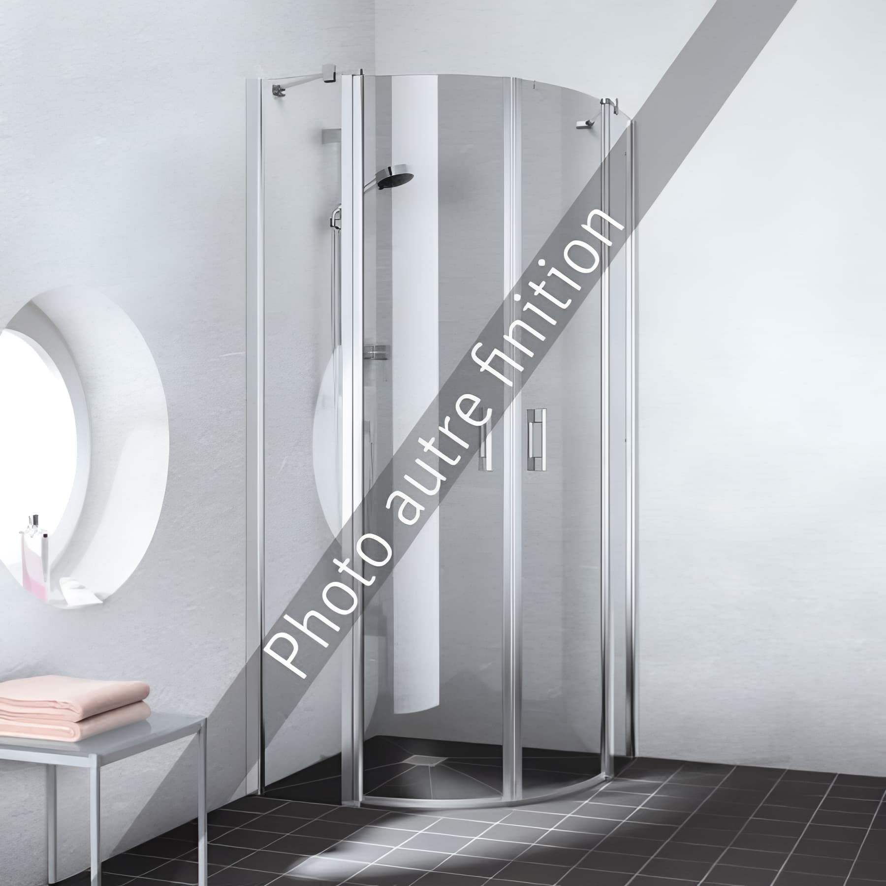Paroi de douche arrondie pivotante largeur 101 cm hauteur 200 cm profilé argent poli verre clair clean