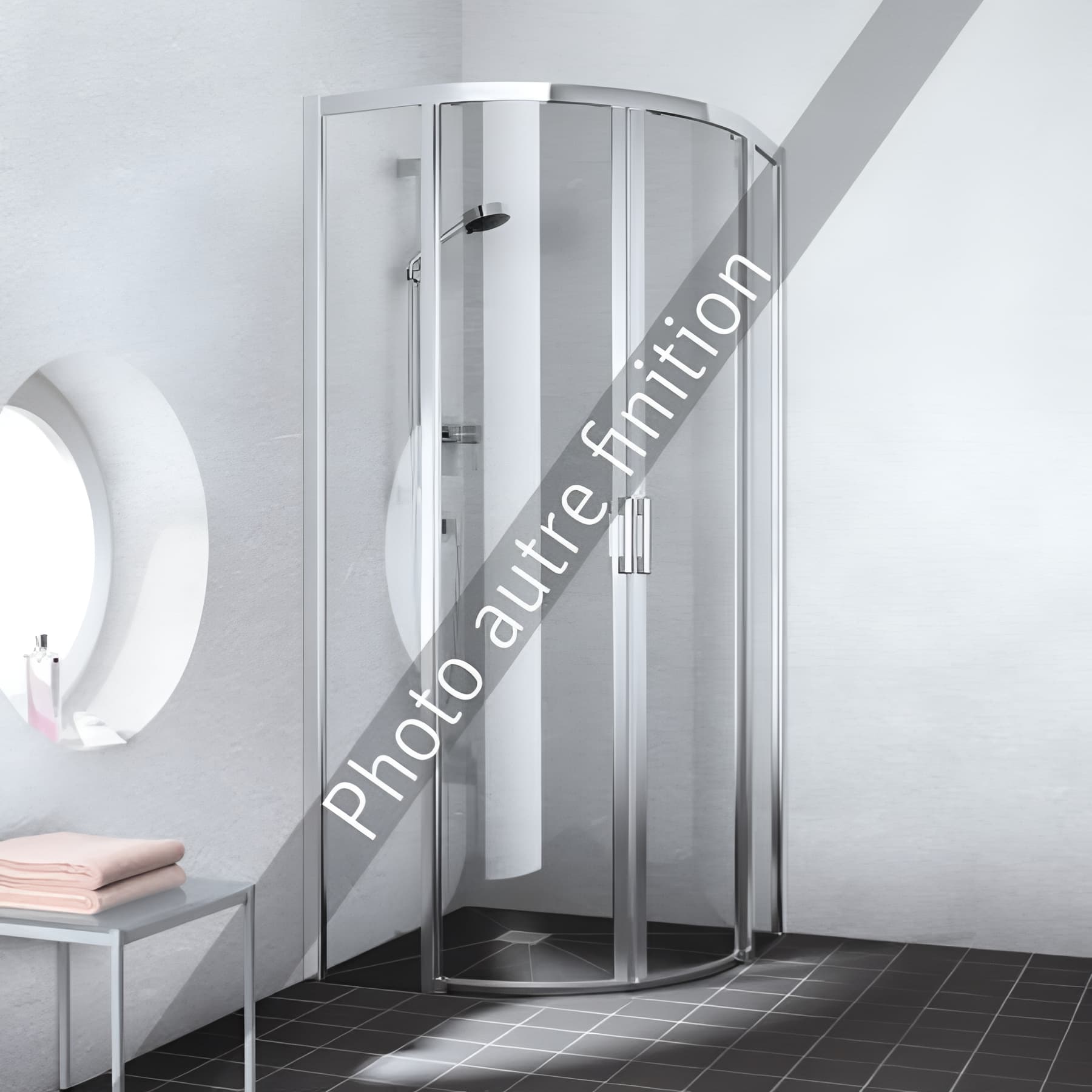 Paroi de douche arrondie coulissante largeur 80cm hauteur 200 cm argent finition mat verre clair