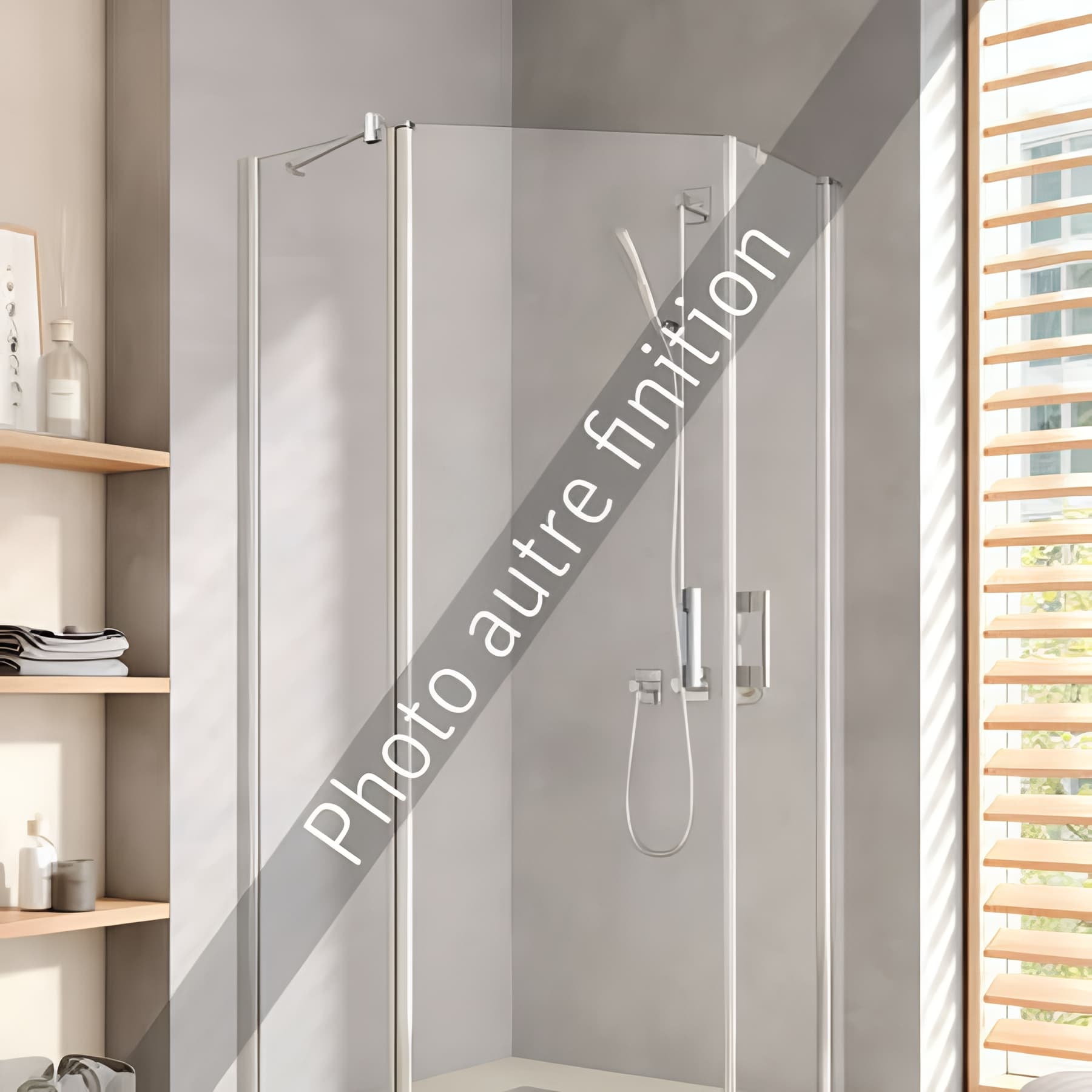 Paroi de douche pentagonale pivotante largeur 100 cm hauteur 200 cm profilé argent poli verre teinté gris