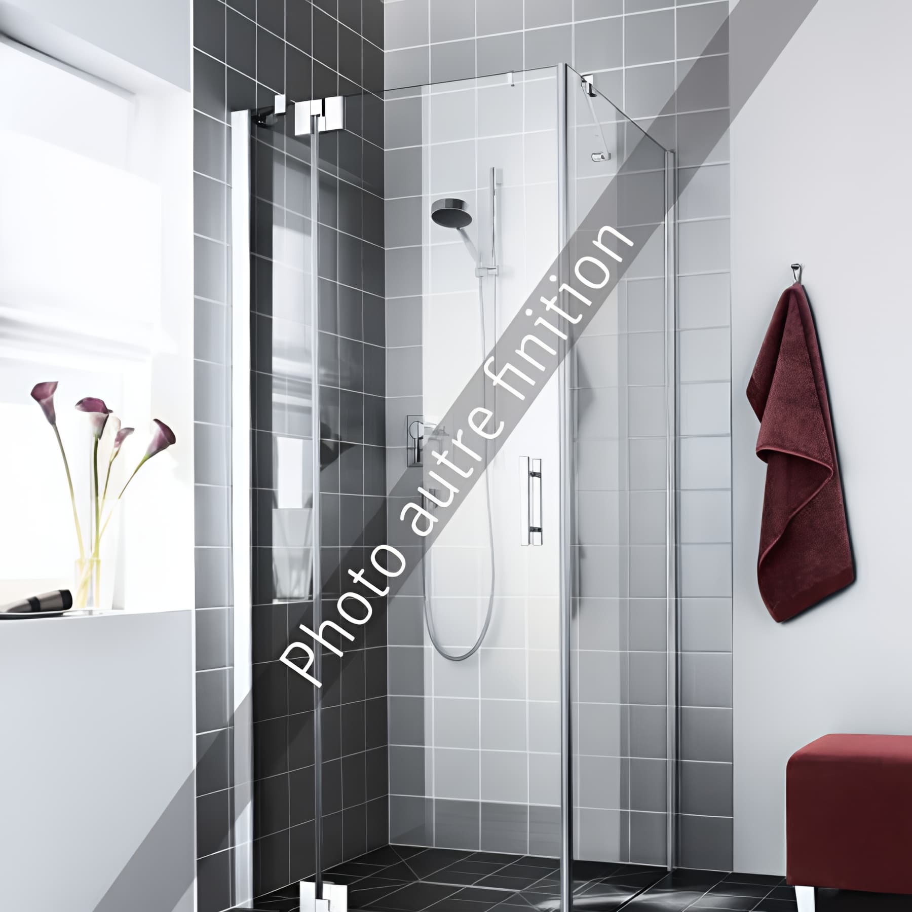 Paroi de douche pivotante largeur 123 cm hauteur 200 cm profilé argent poli verre clair clean