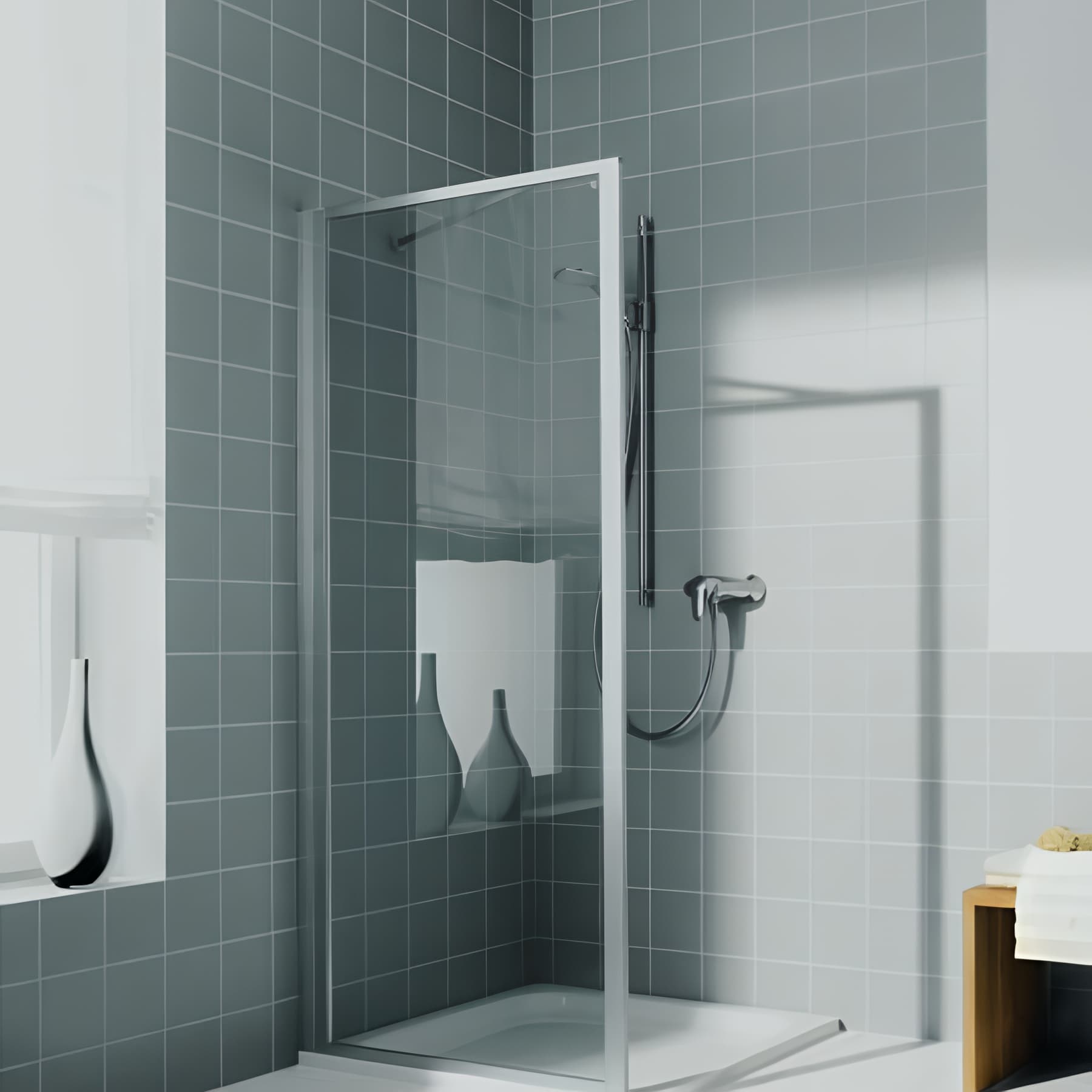 Paroi de douche fixe largeur 70cm hauteur 190 cm profilé argent poli verre clair