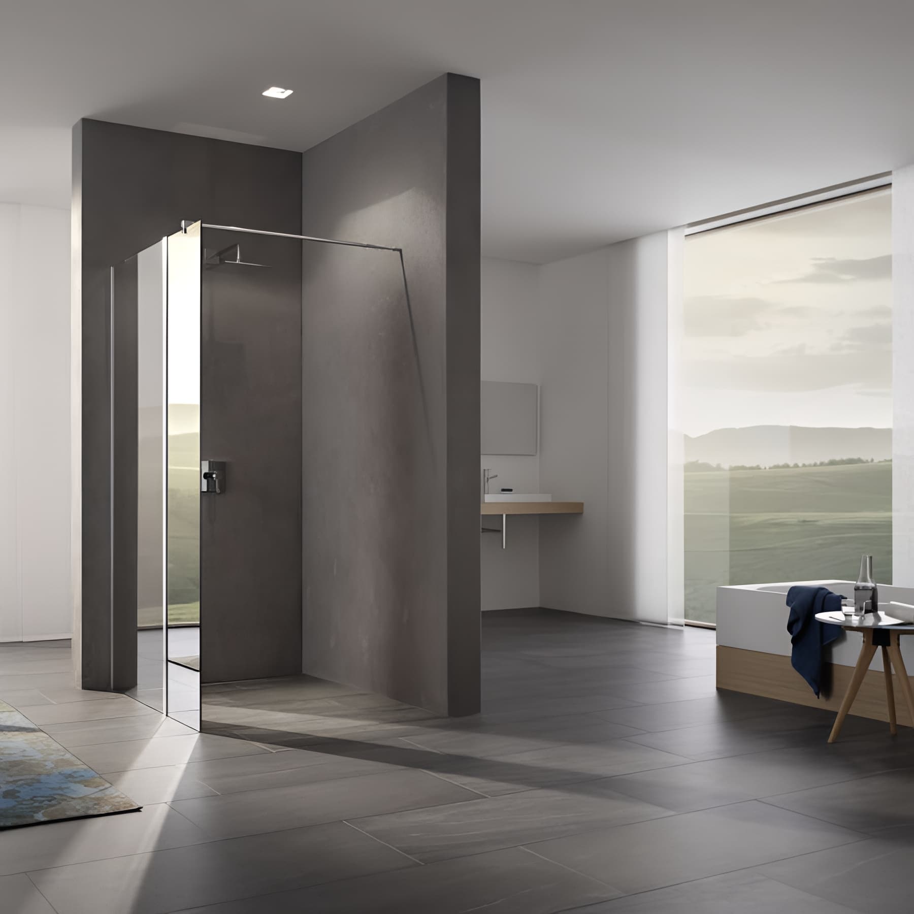 Paroi de douche walk-in-SHOWER largeur 60cm hauteur 200 cm profilé argent poli verre miroir