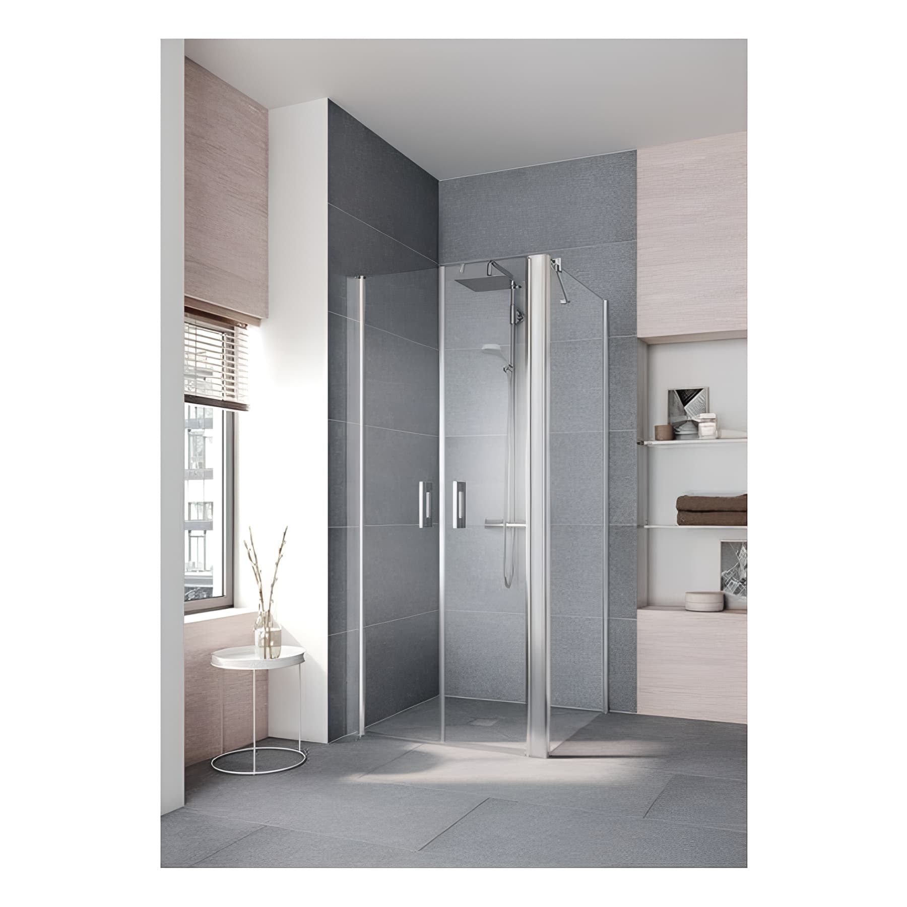 Paroi de douche fixe largeur 123 cm hauteur 200 cm profilé argent poli verre clair clean