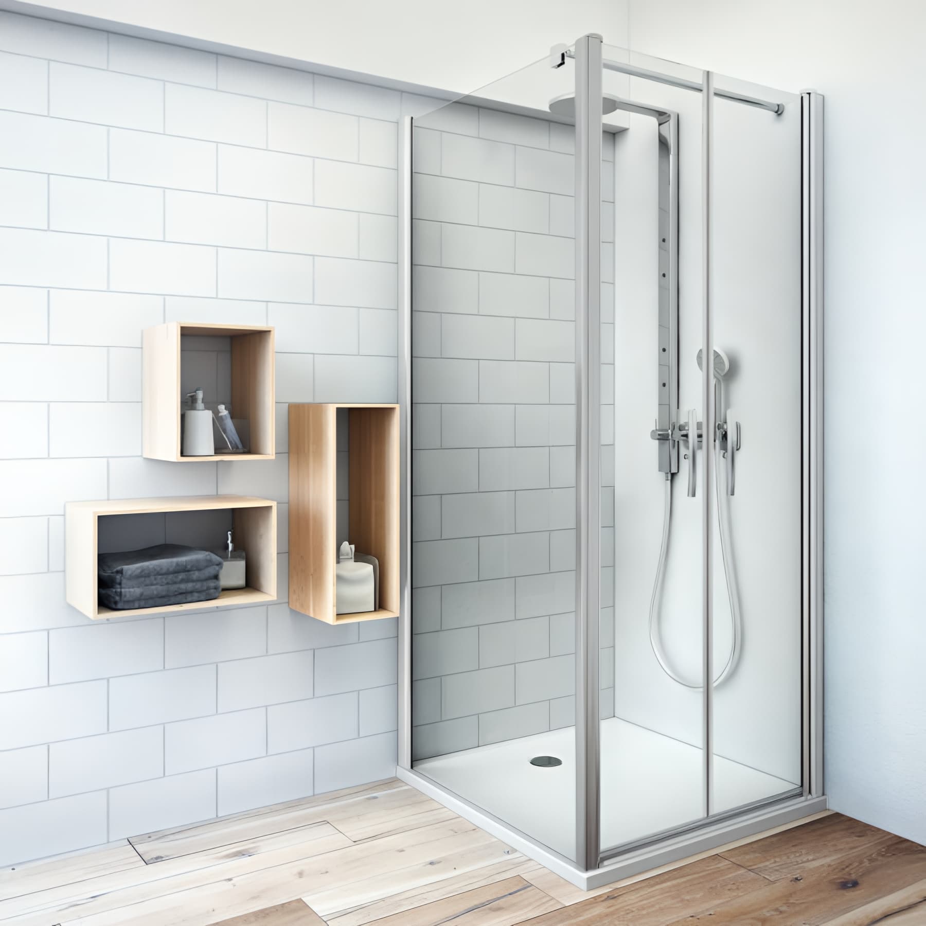 Paroi de douche fixe largeur 80cm hauteur 200 cm profilé argent poli verre clair clean