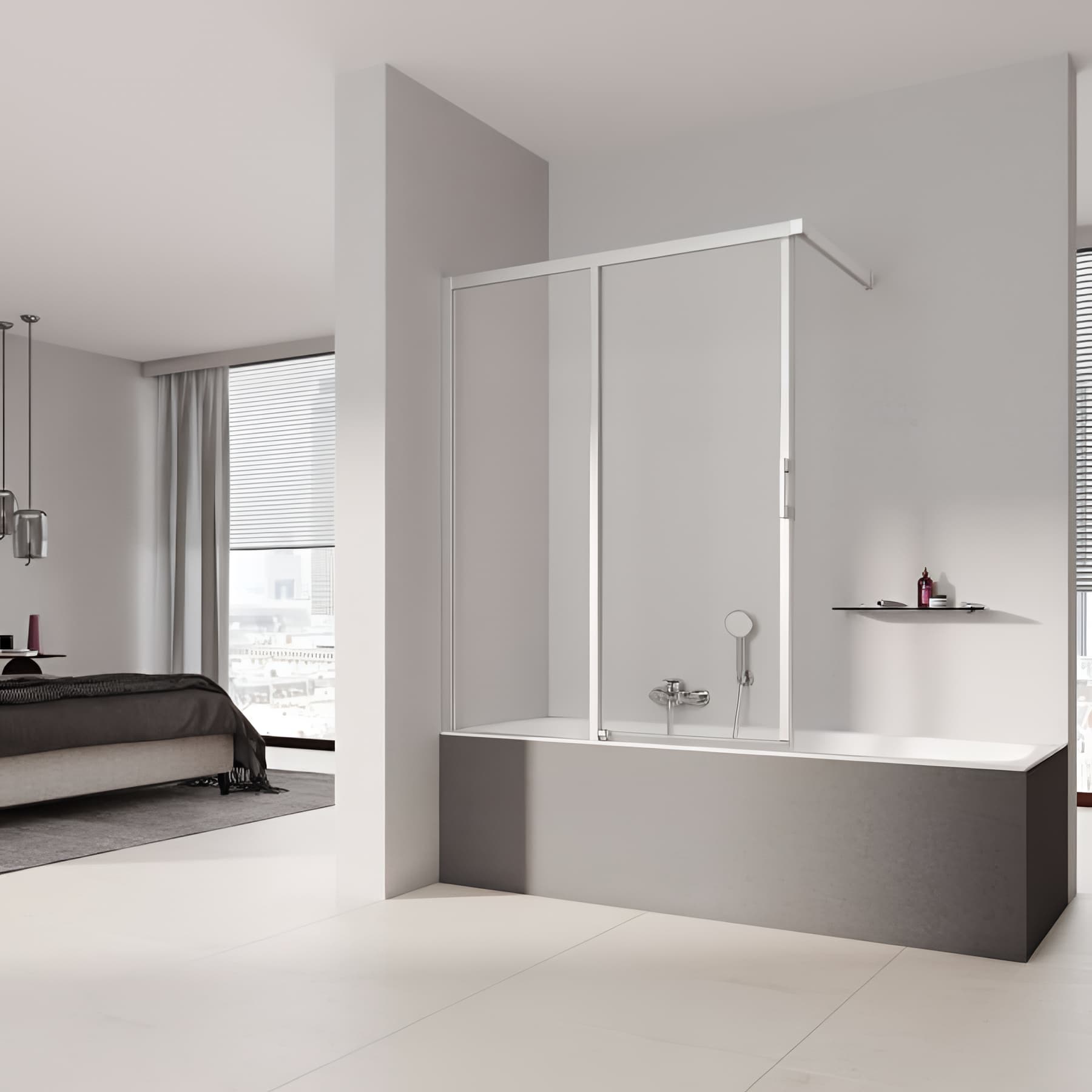 Pare bain coulissant largeur 100 cm hauteur 150 cm profilé argent poli verre clair clean