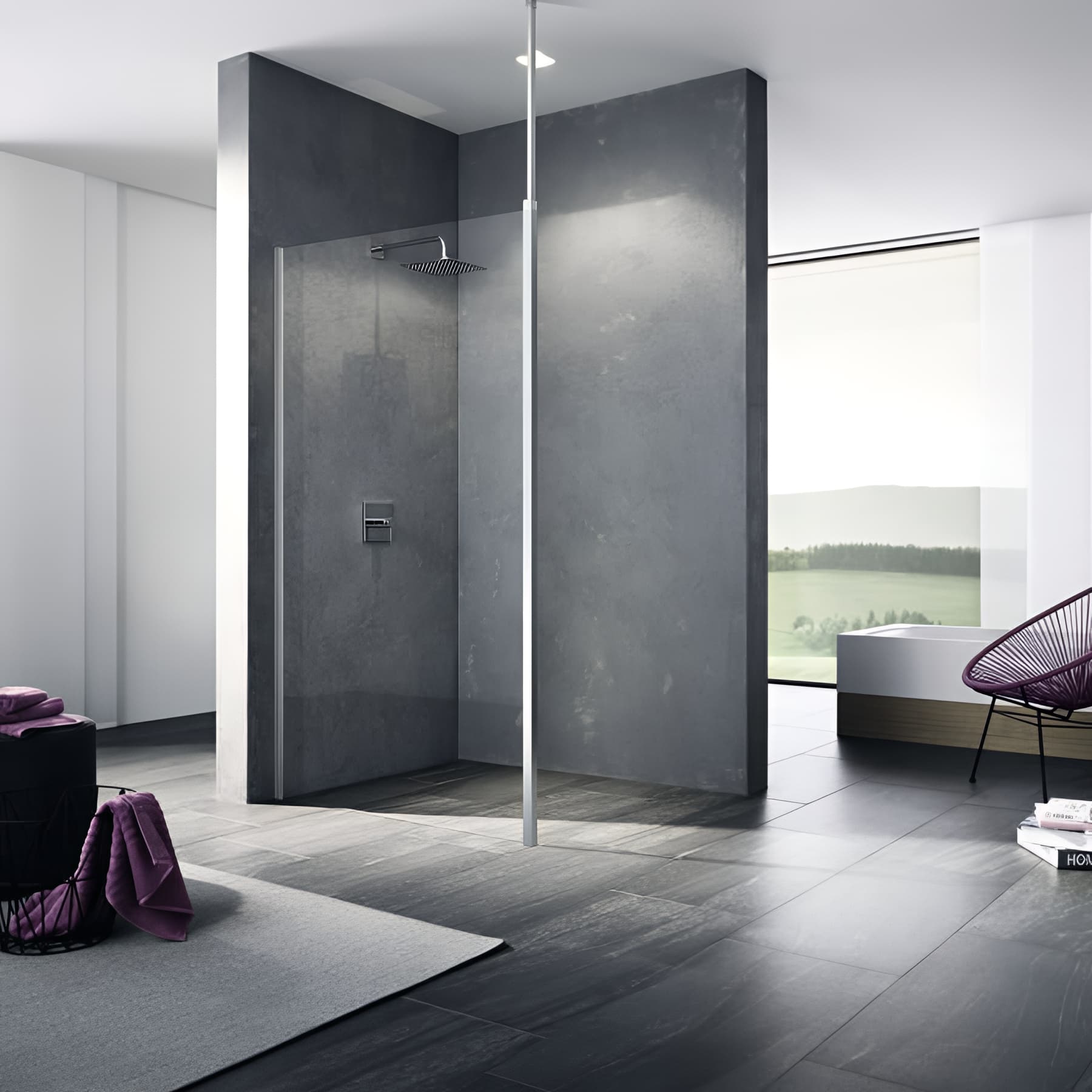 Paroi de douche walk-in-SHOWER largeur 80cm hauteur 200 cm profilé argent poli verre clair clean