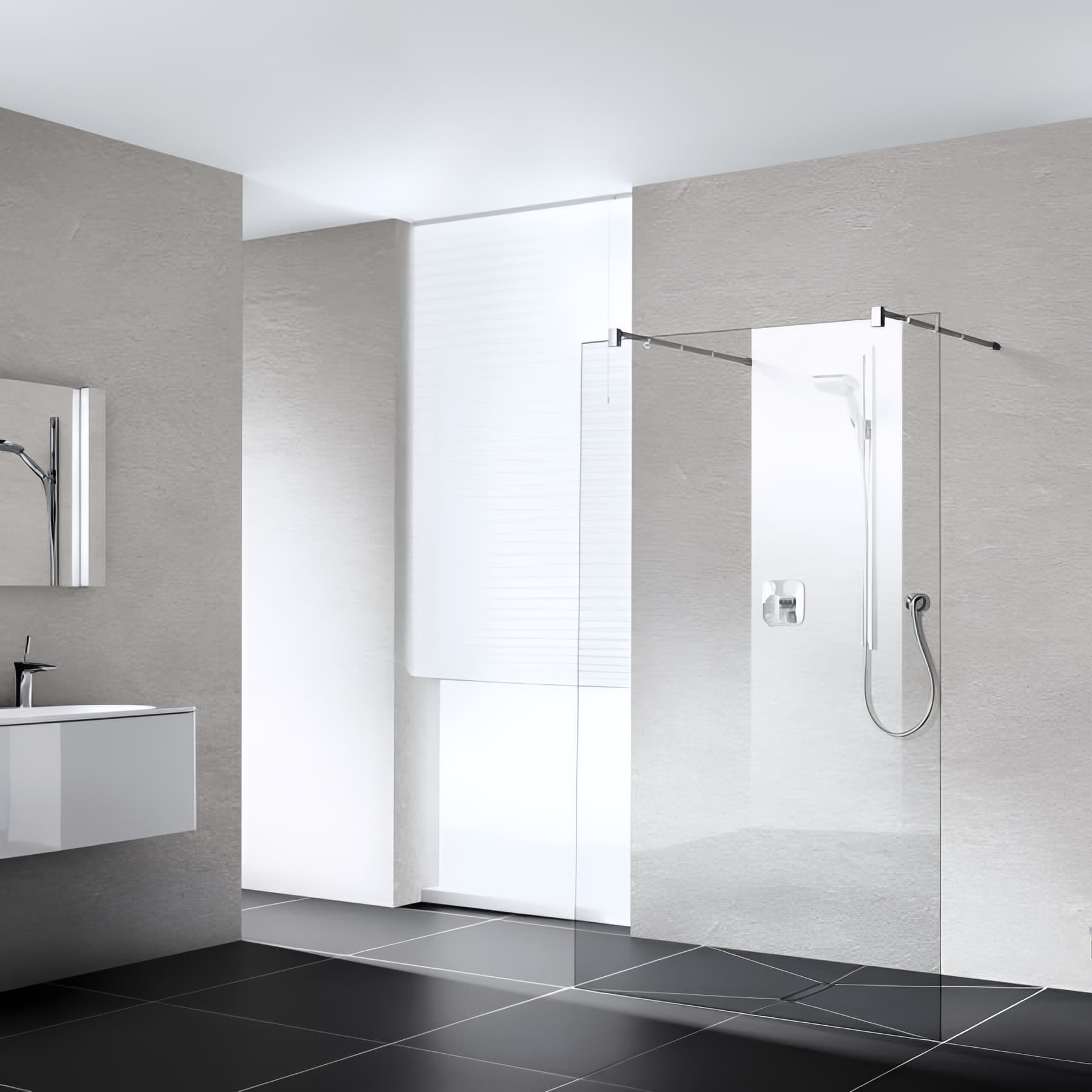 Paroi de douche walk-in-SHOWER largeur 120 cm hauteur 200 cm profilé argent poli verre clair clean
