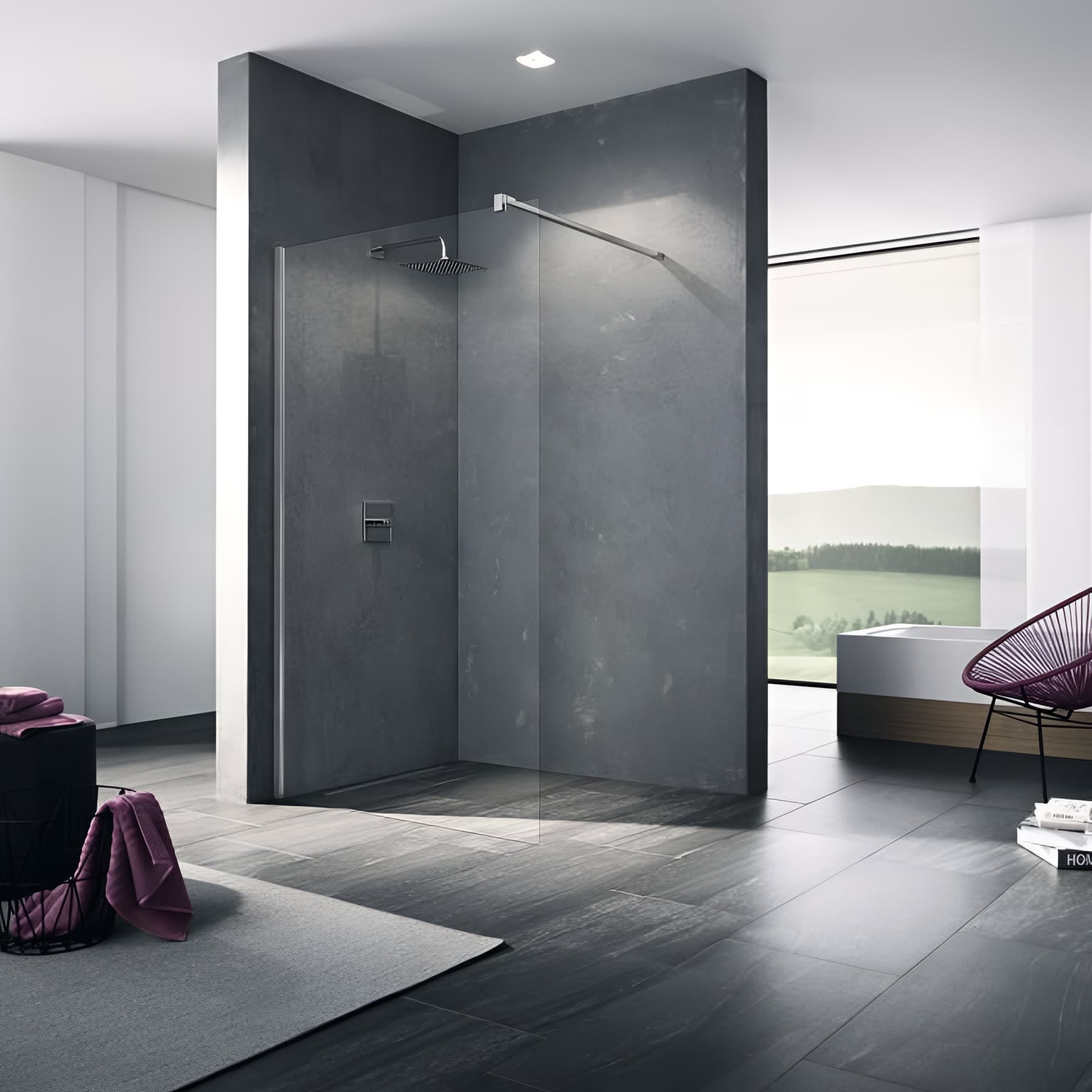 Paroi de douche walk-in-SHOWER largeur 160 cm hauteur 200 cm profilé argent poli verre clair clean