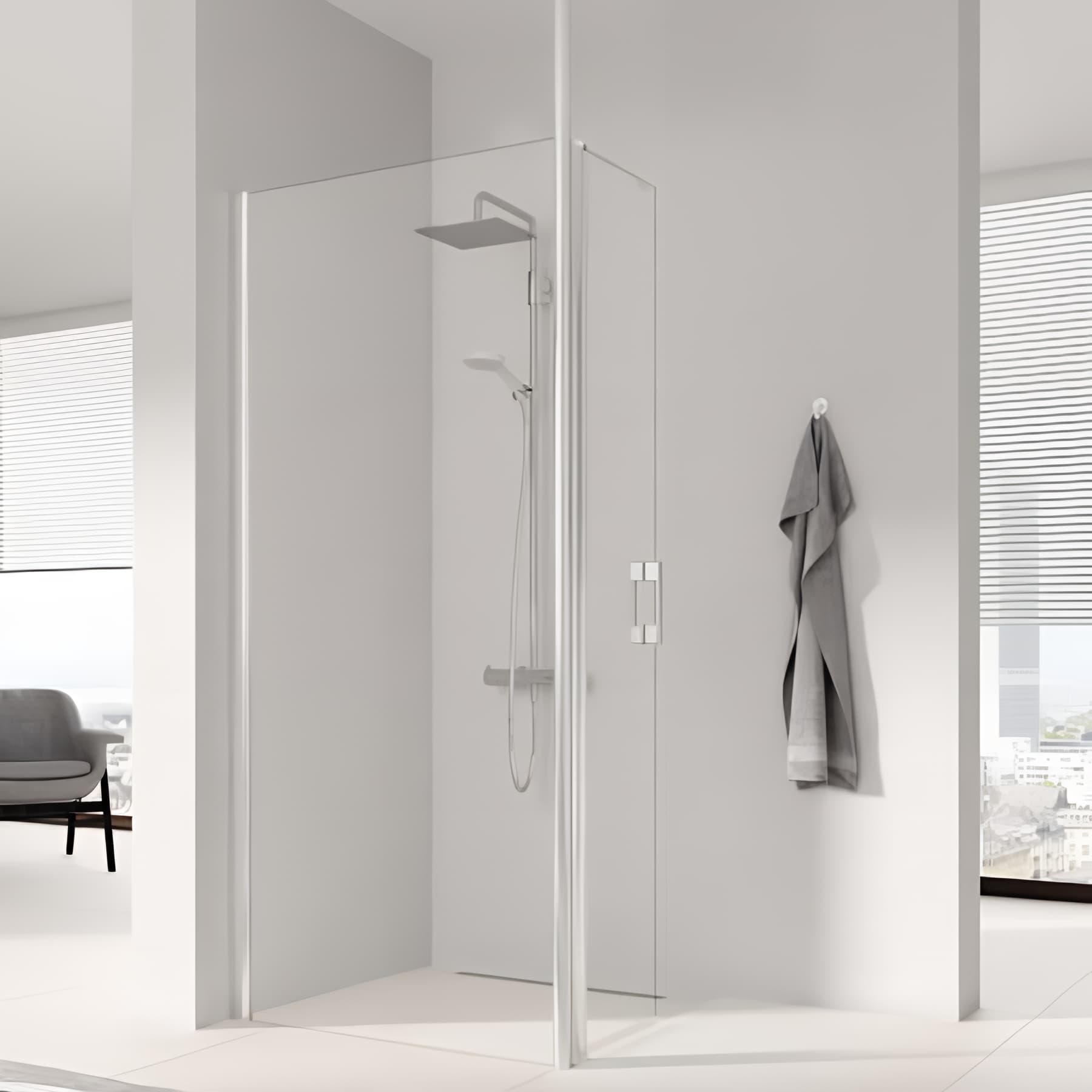Paroi de douche walk-in largeur 40cm hauteur 200 cm profilé argent poli verre clair clean