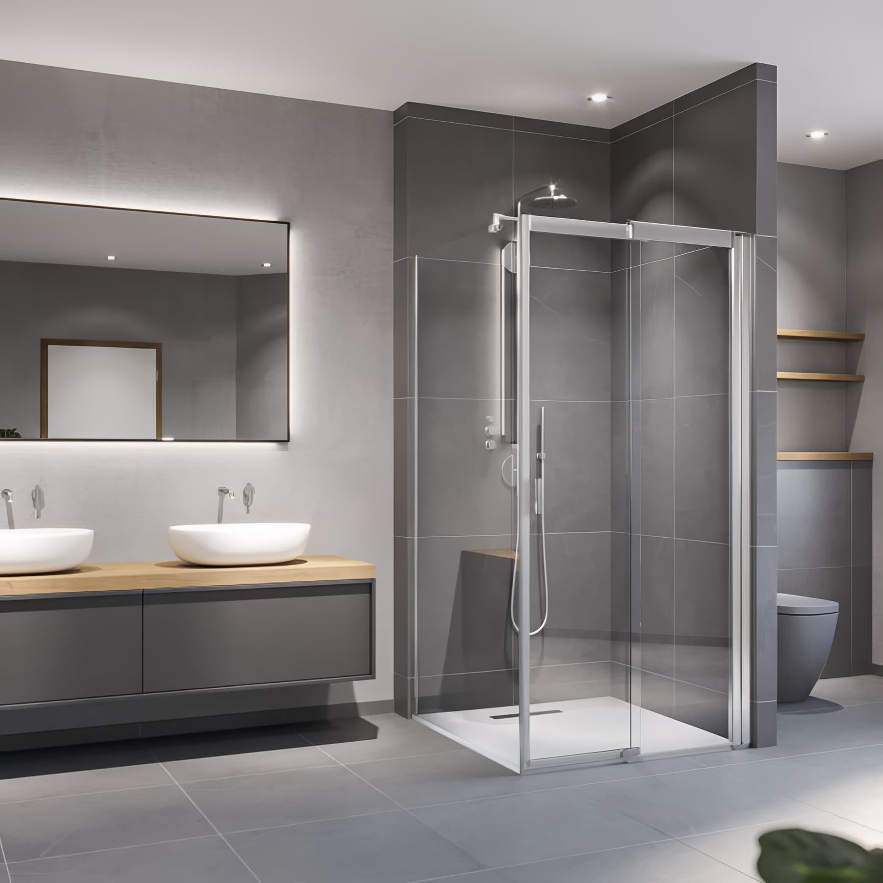 Paroi de douche fixe largeur 75cm hauteur 200 cm profilé argent poli verre clair clean