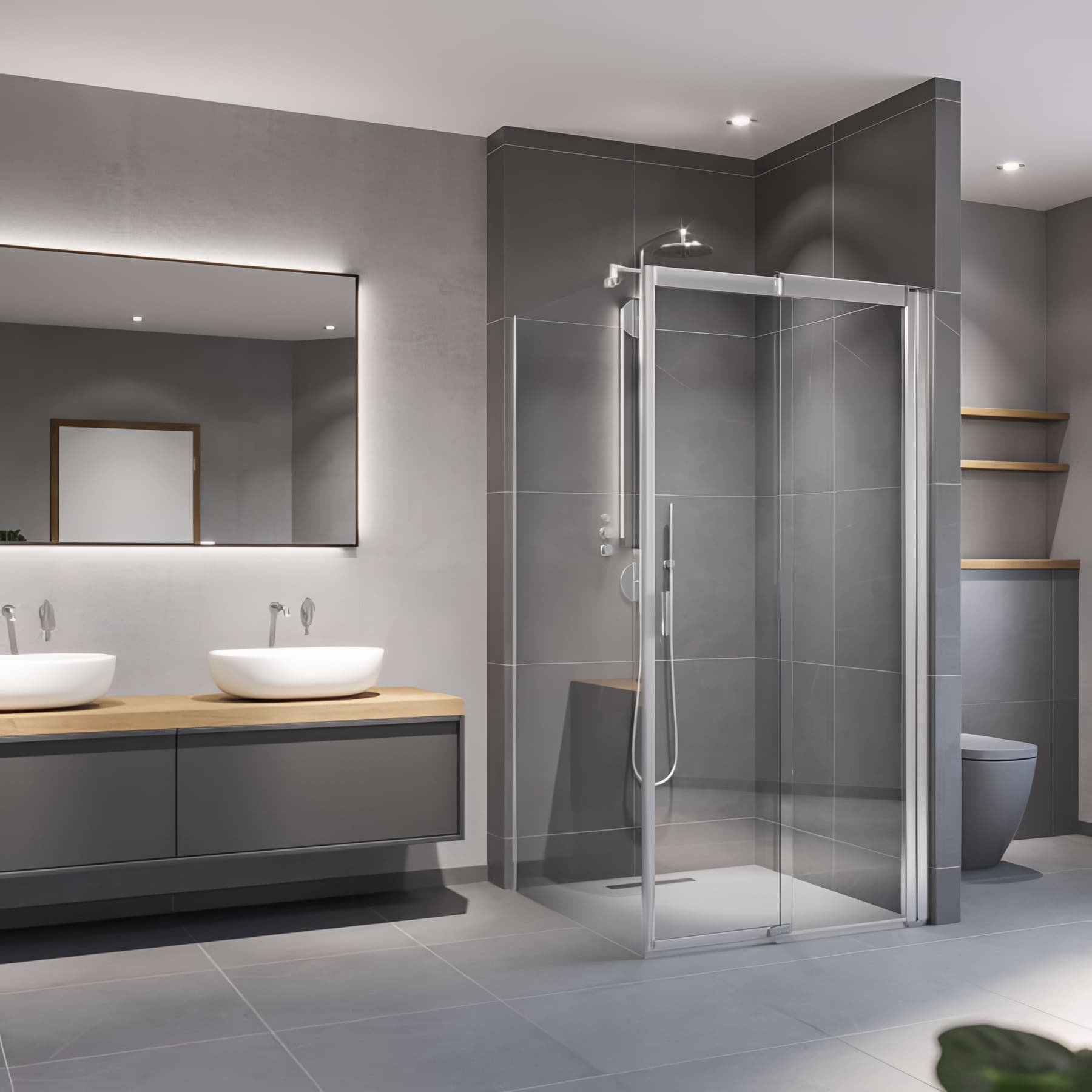 Paroi de douche fixe largeur 75cm hauteur 200 cm profilé argent poli verre clair clean