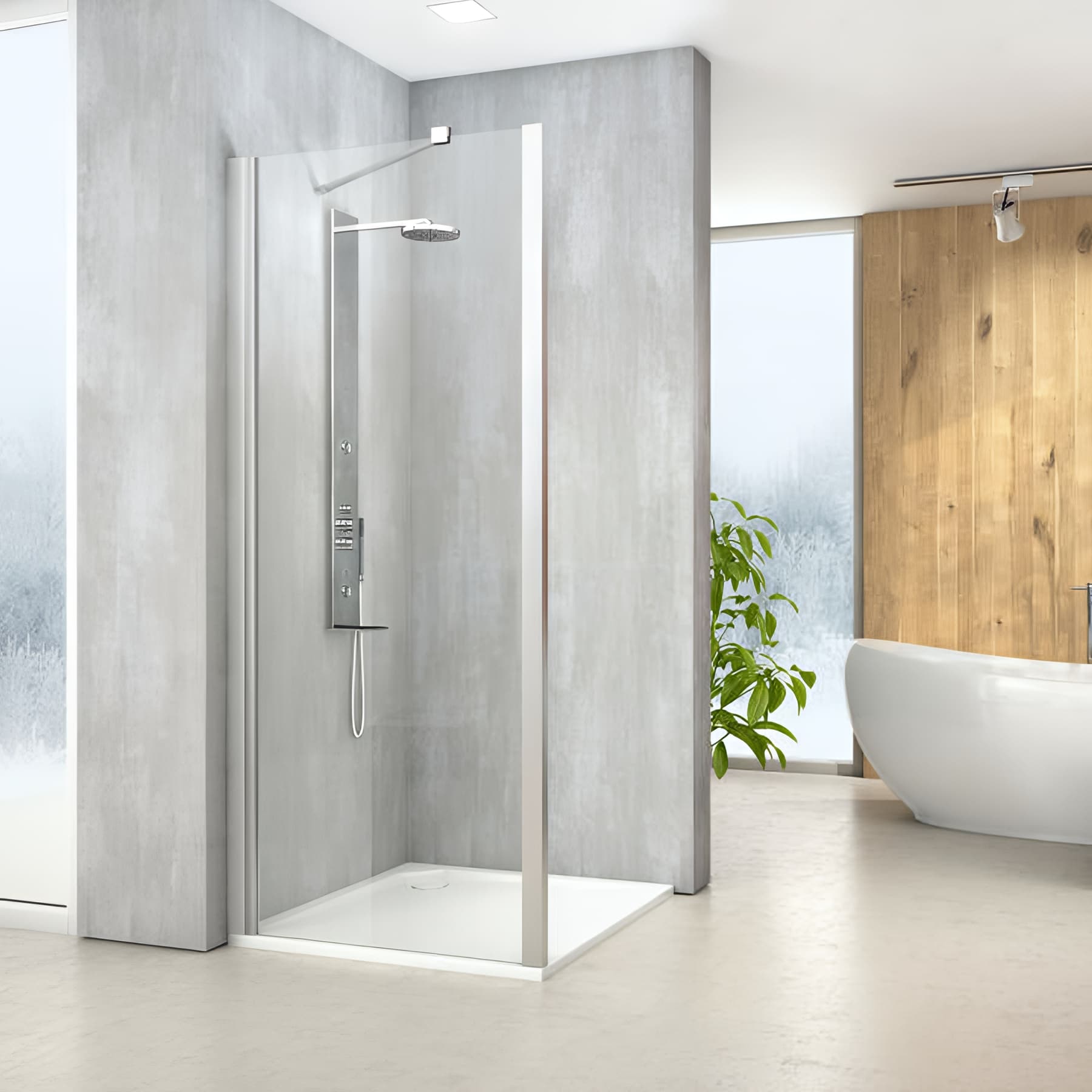 Paroi de douche fixe largeur 70cm hauteur 200 cm profilé argent poli verre clair clean
