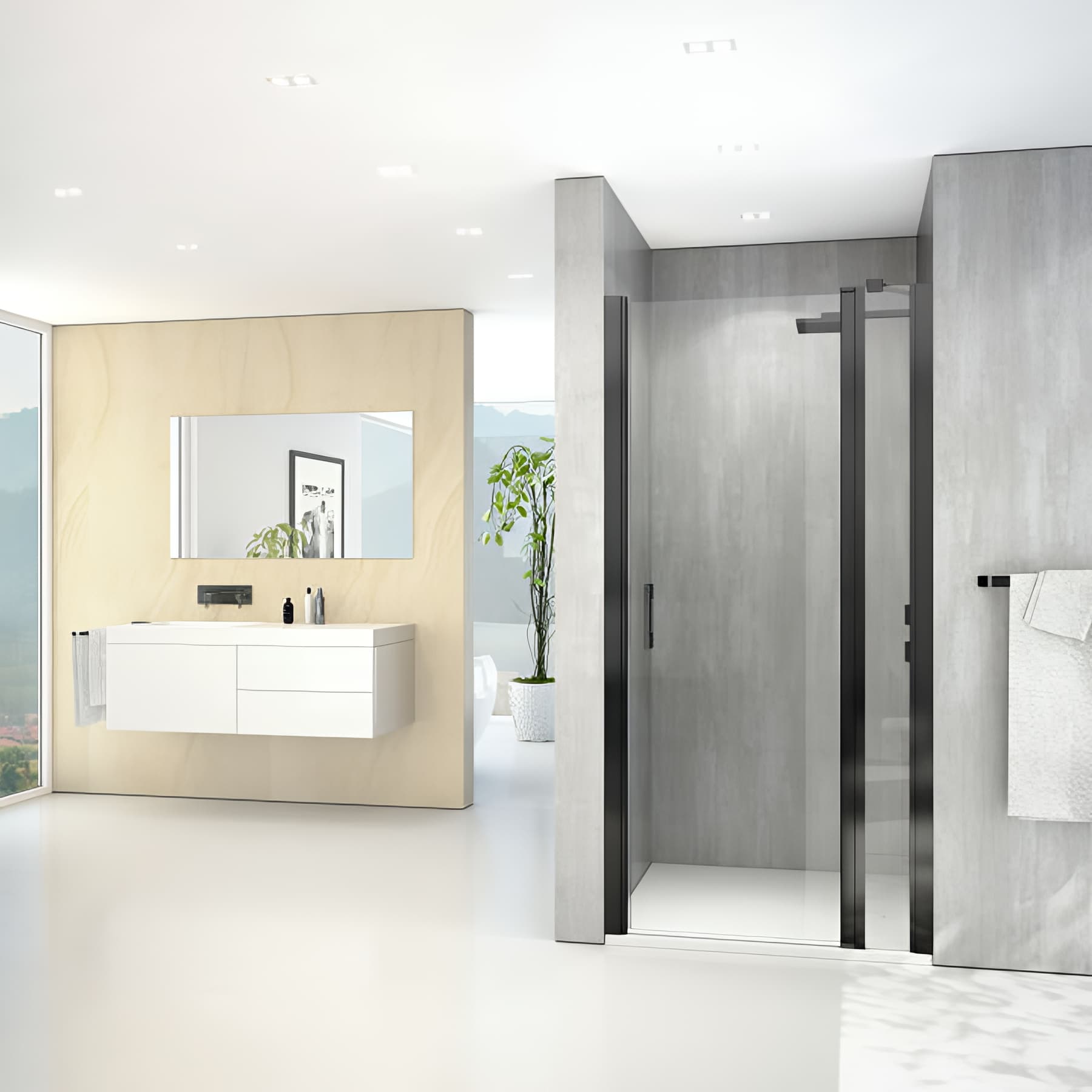 Paroi de douche pivotante largeur 80cm hauteur 200 cm profilé noir verre clair clean