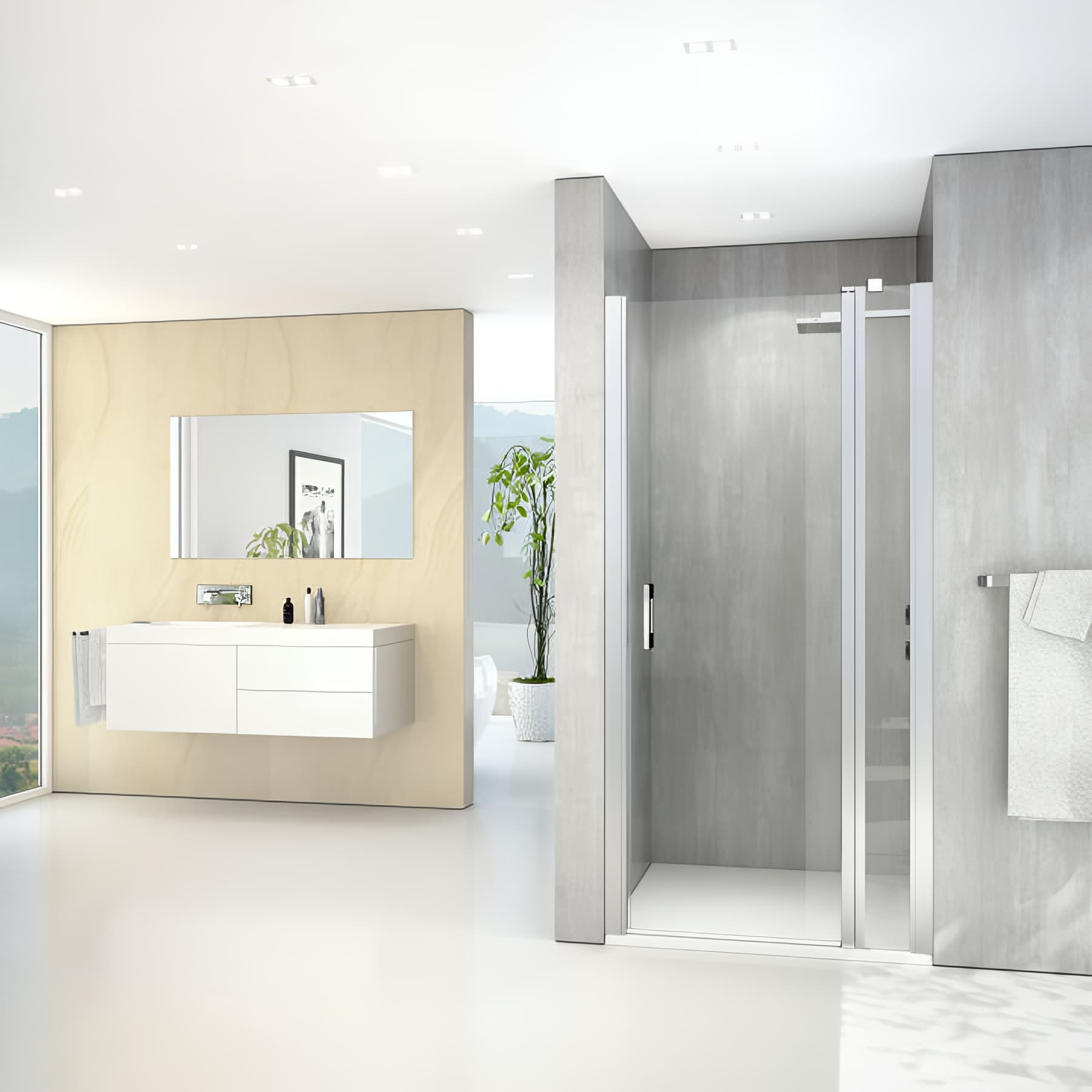 Paroi de douche pivotante largeur 80cm hauteur 200 cm profilé argent poli verre clair clean