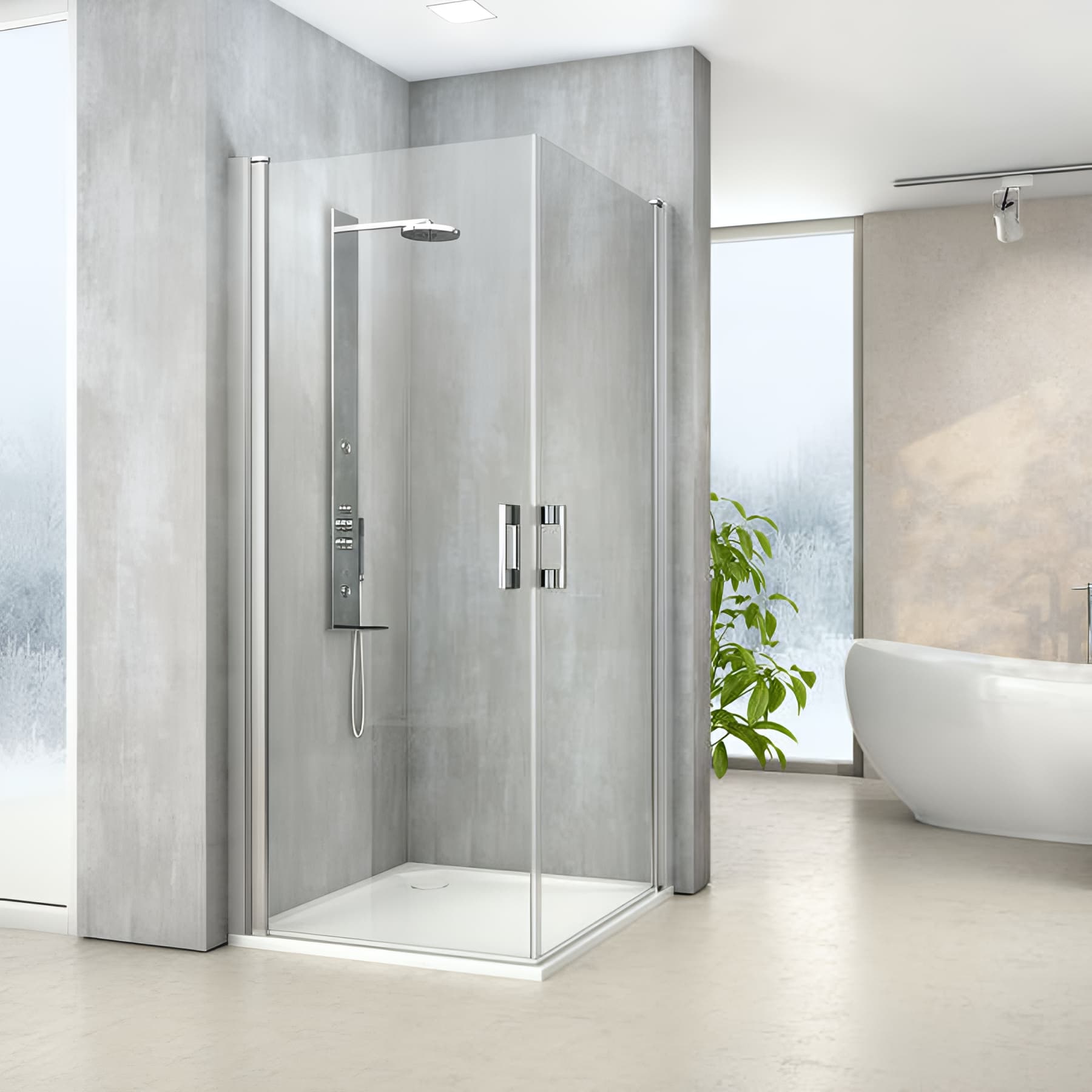 Paroi de douche pivotante largeur 70cm hauteur 200 cm profilé argent poli verre clair clean