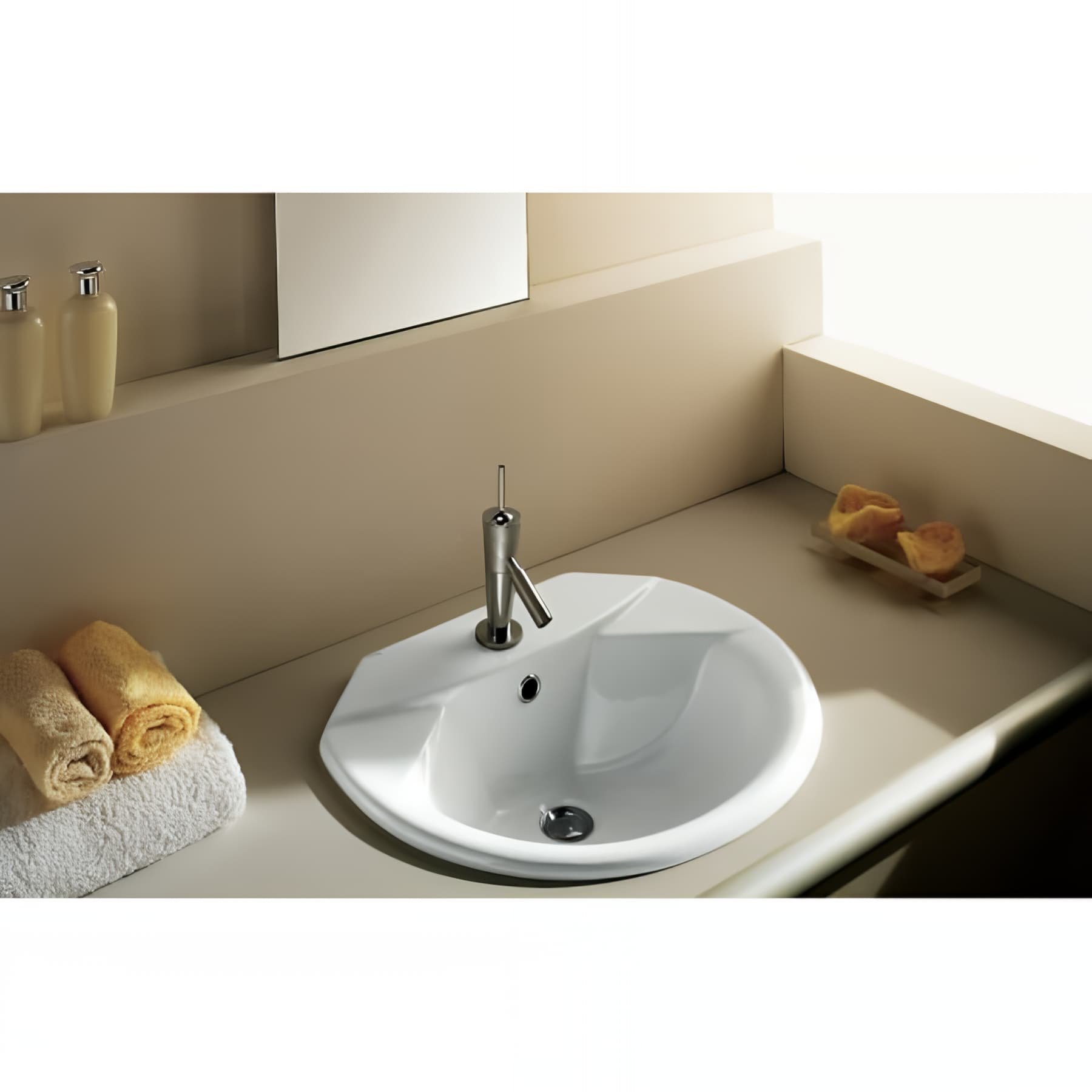 Vasque céramique traditionnelle SANINDUSA a encastrer Jade couleur blanc   