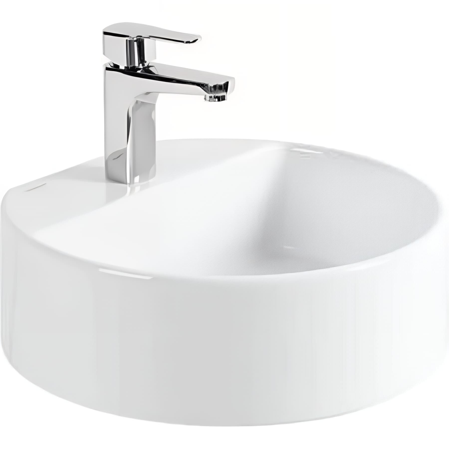Lavabo céramique traditionnelle SANINDUSA mural avec trou robinet rond 45 couleur blanc