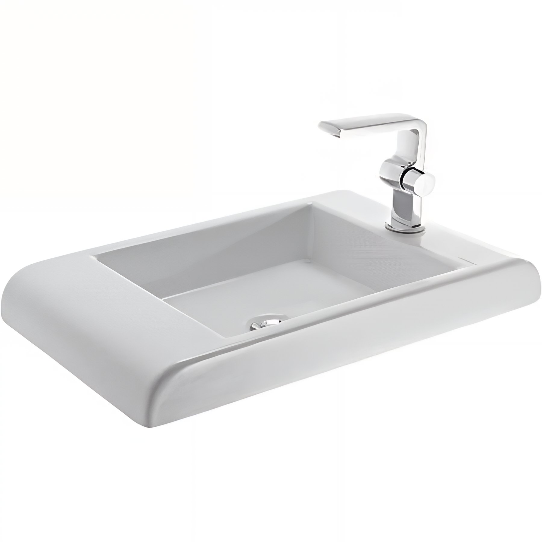 Vasque a poser sur plan céramique traditionnelle SANINDUSA 600x350 couleur blanc
