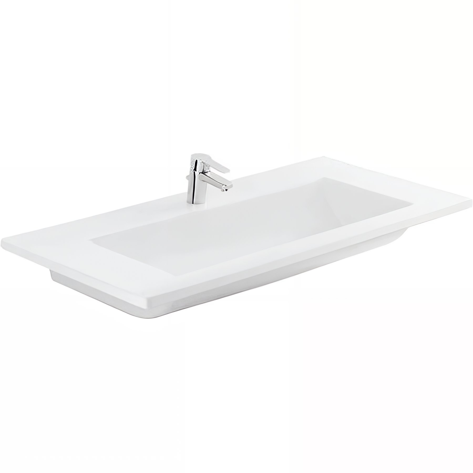Lavabo Palm céramique traditionnelle SANINDUSA 50 couleur blanc a poser sur équerres non fournies