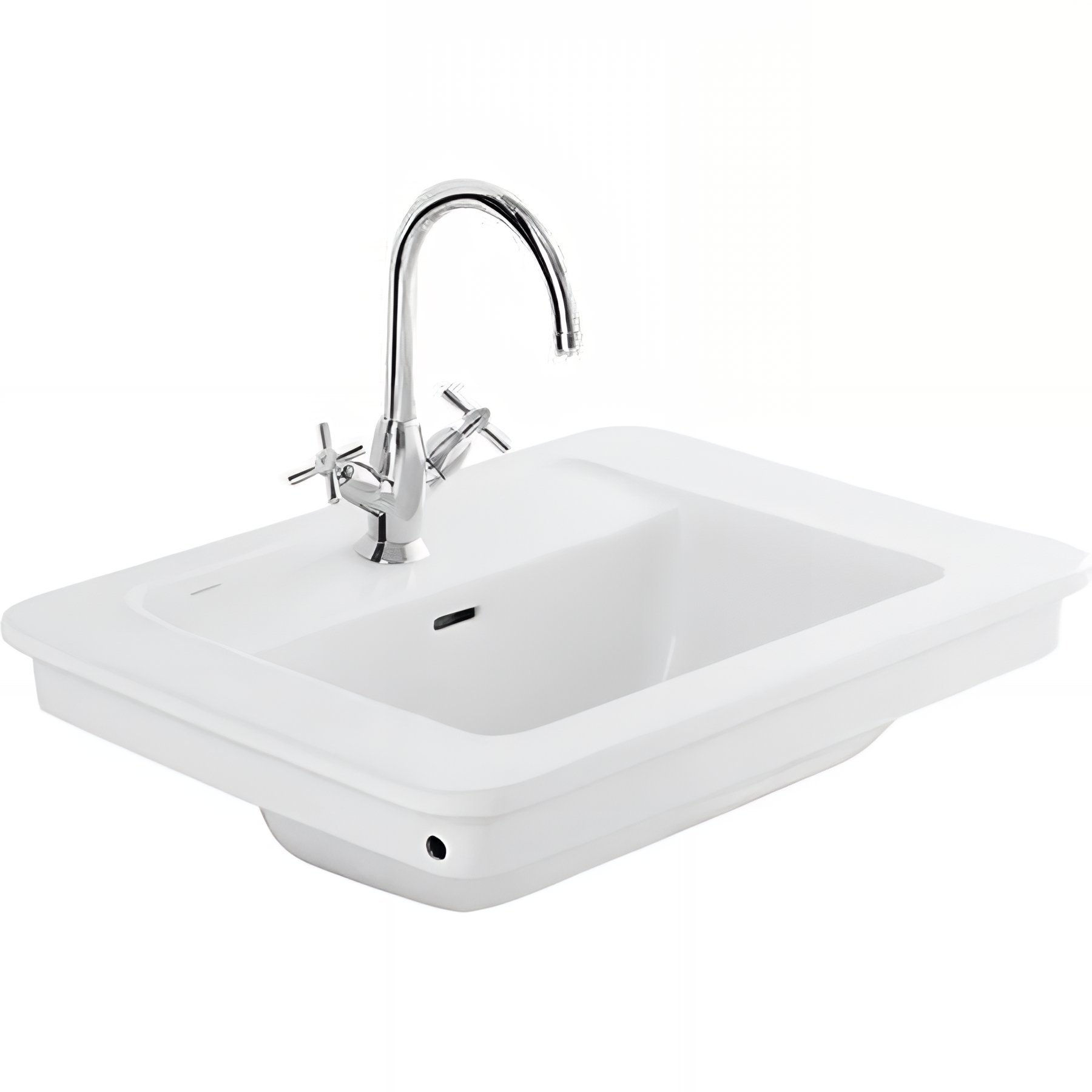 Vasque céramique traditionnelle SANINDUSA a encastrer Vintage couleur blanc    