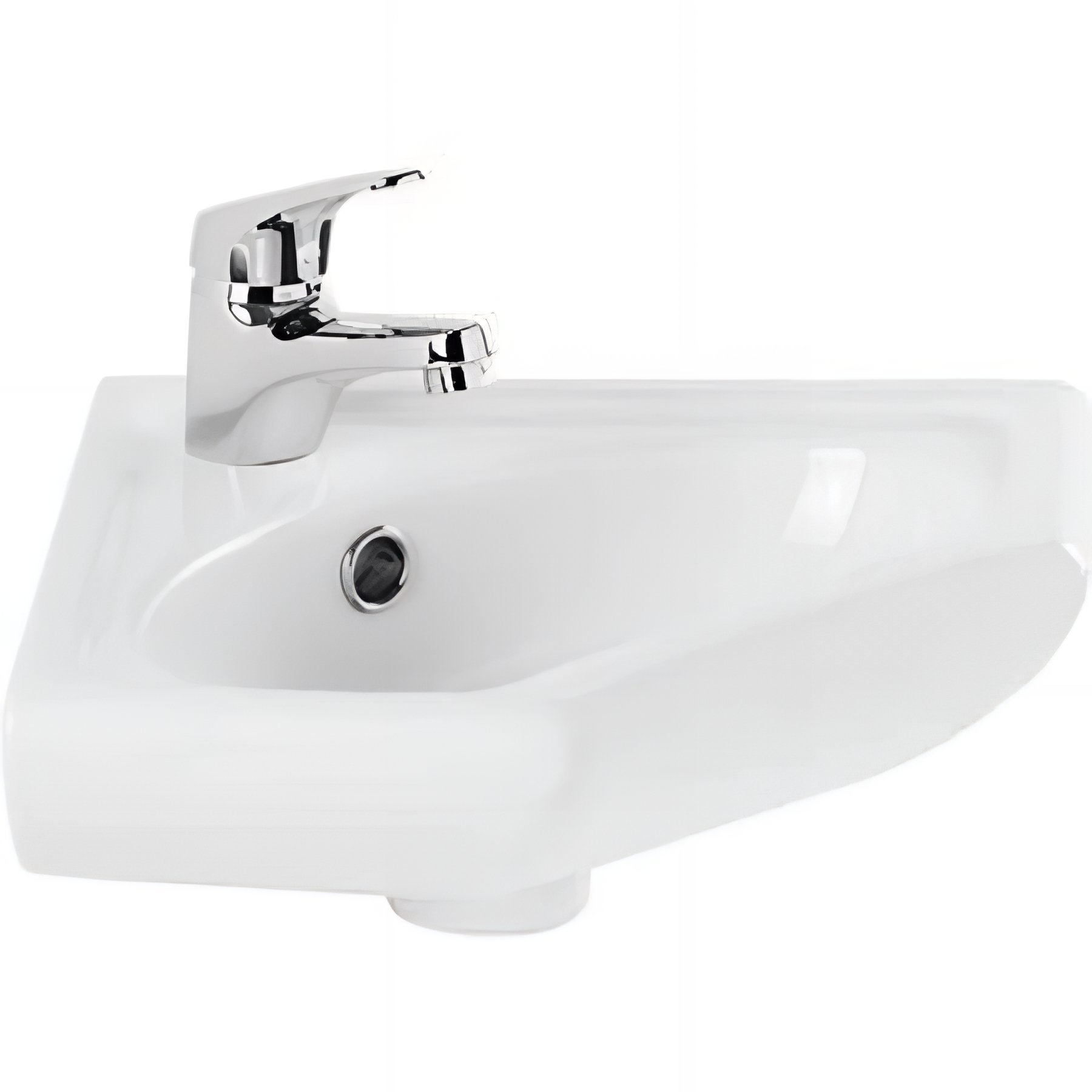 Lave mains d'angle mural céramique traditionnelle SANINDUSA 36x36 Sado couleur blanc