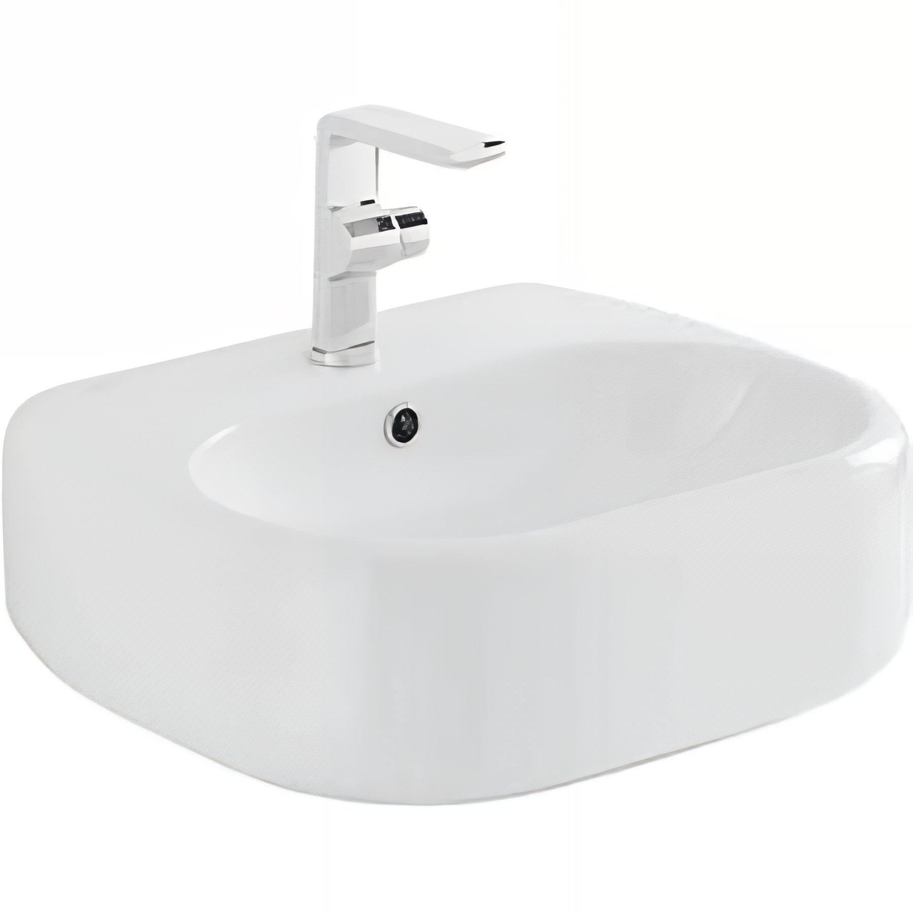 Vasque céramique traditionnelle SANINDUSA a poser sur plan Status 56x45 couleur blanc
