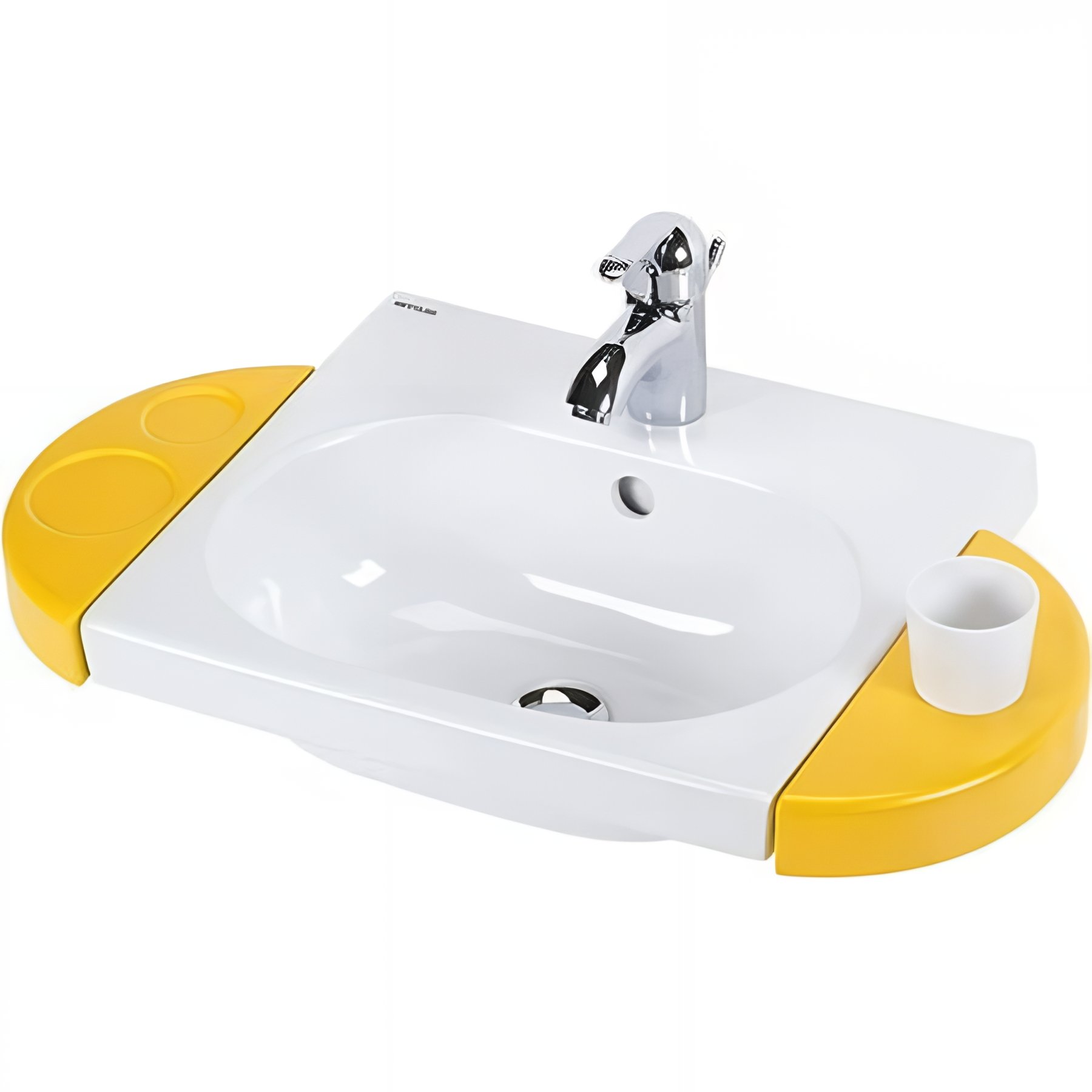 Lavabo céramique traditionnelle SANINDUSA mural pour enfant WC kids sanitaires pour enfant 43 avec trous pour accessoire couleur blanc