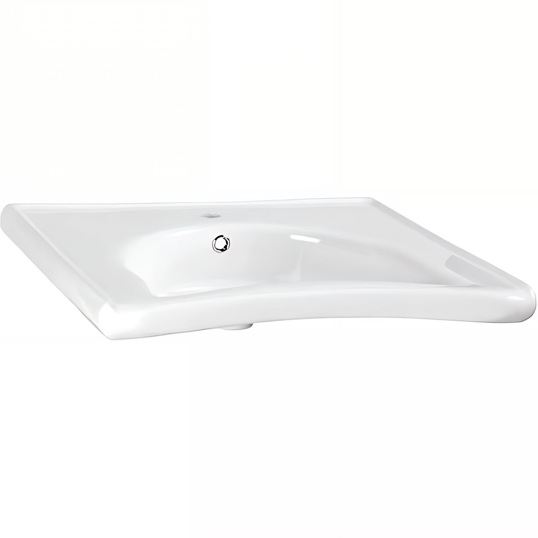 Lavabo PMR normes handicapé céramique SANINDUSA galbé largeur 65cm profondeur 58cm avec trop plein New WC Care couleur blanc
