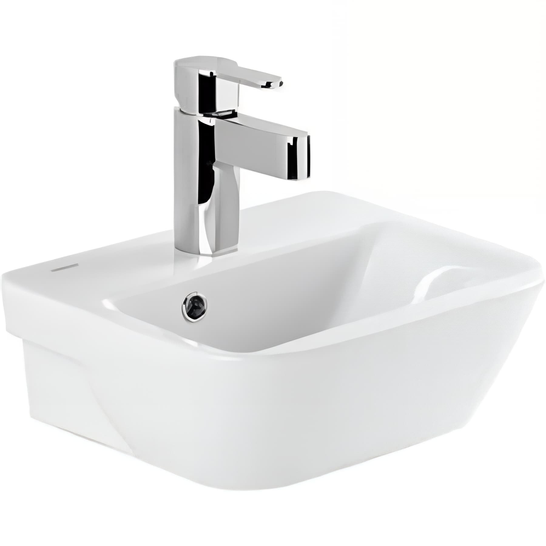 Lave-mains céramique traditionnelle SANINDUSA mural 36x30 Look couleur blanc    
