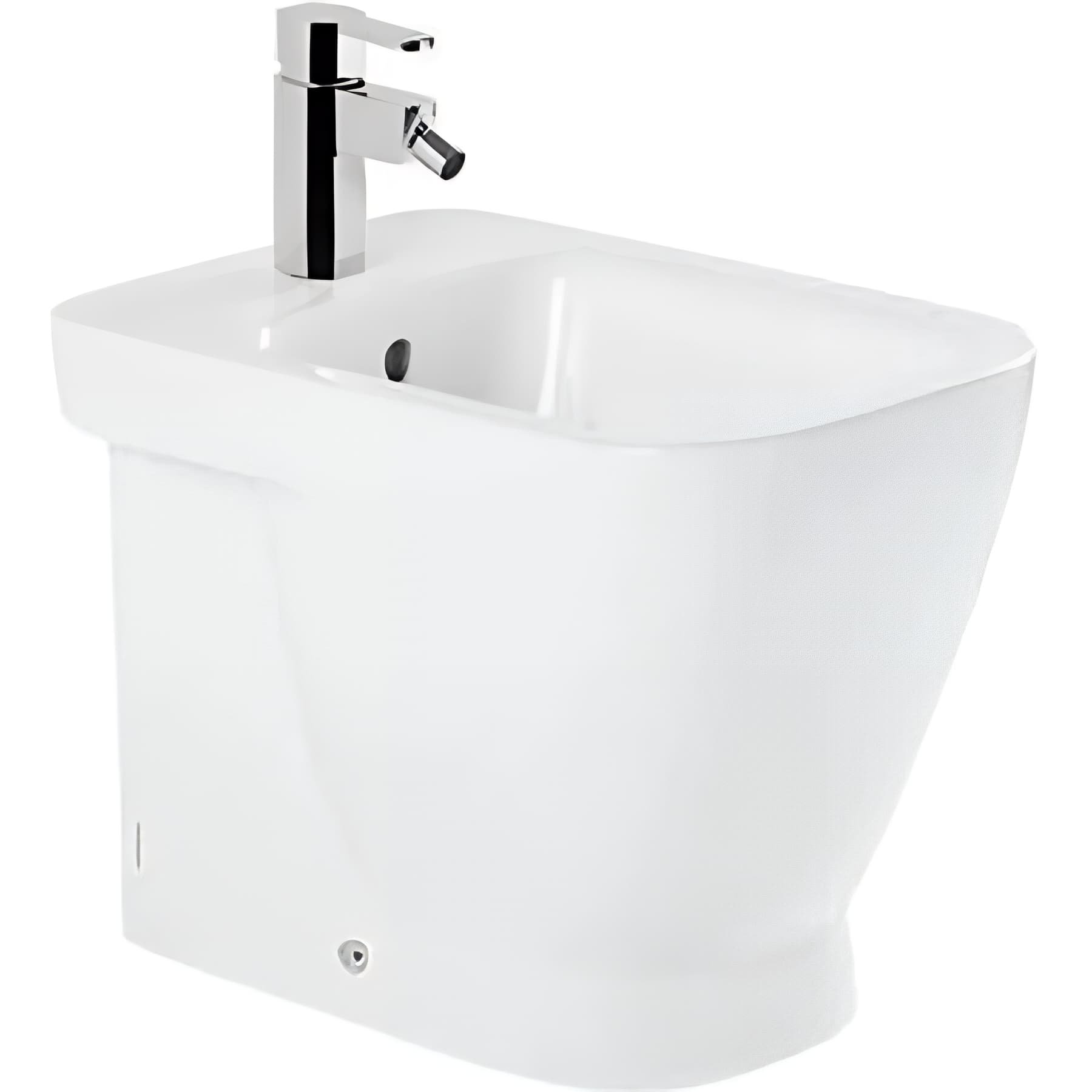 Bidet céramique traditionnelle SANINDUSA Look a poser au sol avec trou passage flexible couleur blanc