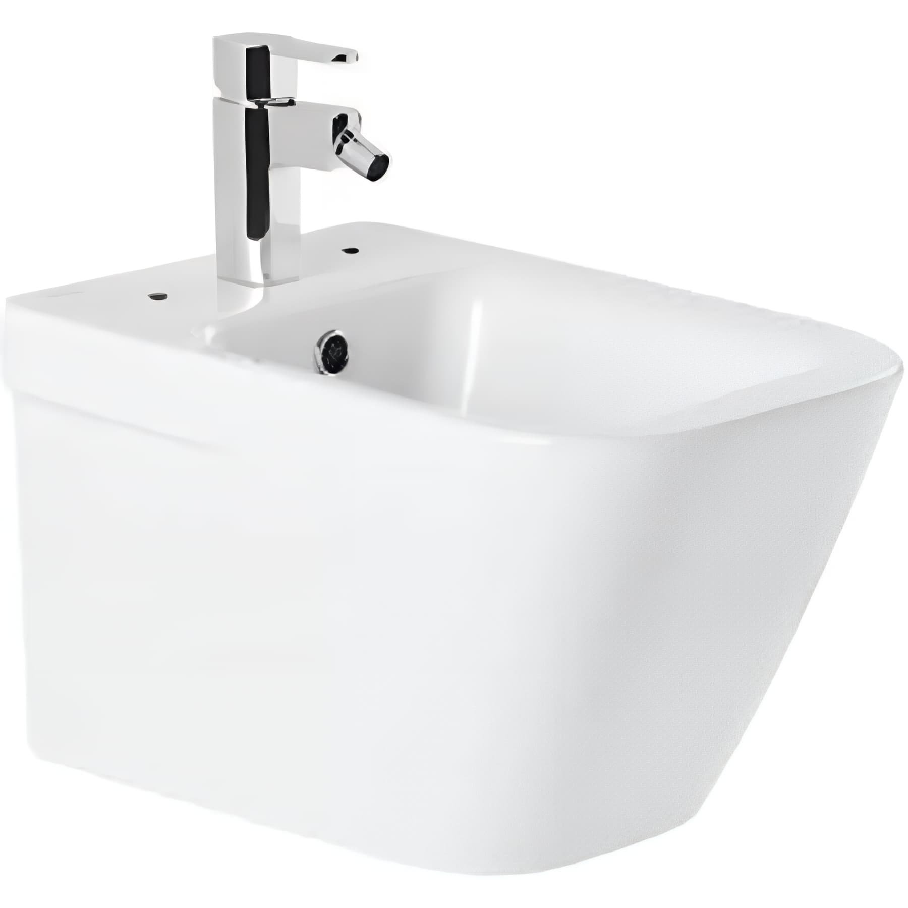 Bidet suspendu céramique traditionnelle SANINDUSA avec trous pour abattant (abattant non compris) fixation cachée Look couleur blanc   