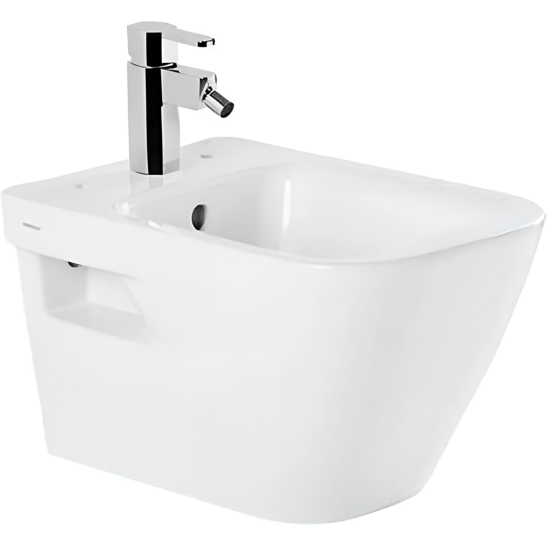 Bidet suspendu céramique traditionnelle SANINDUSA avec trous pour abattant (abattant non compris) Look couleur blanc