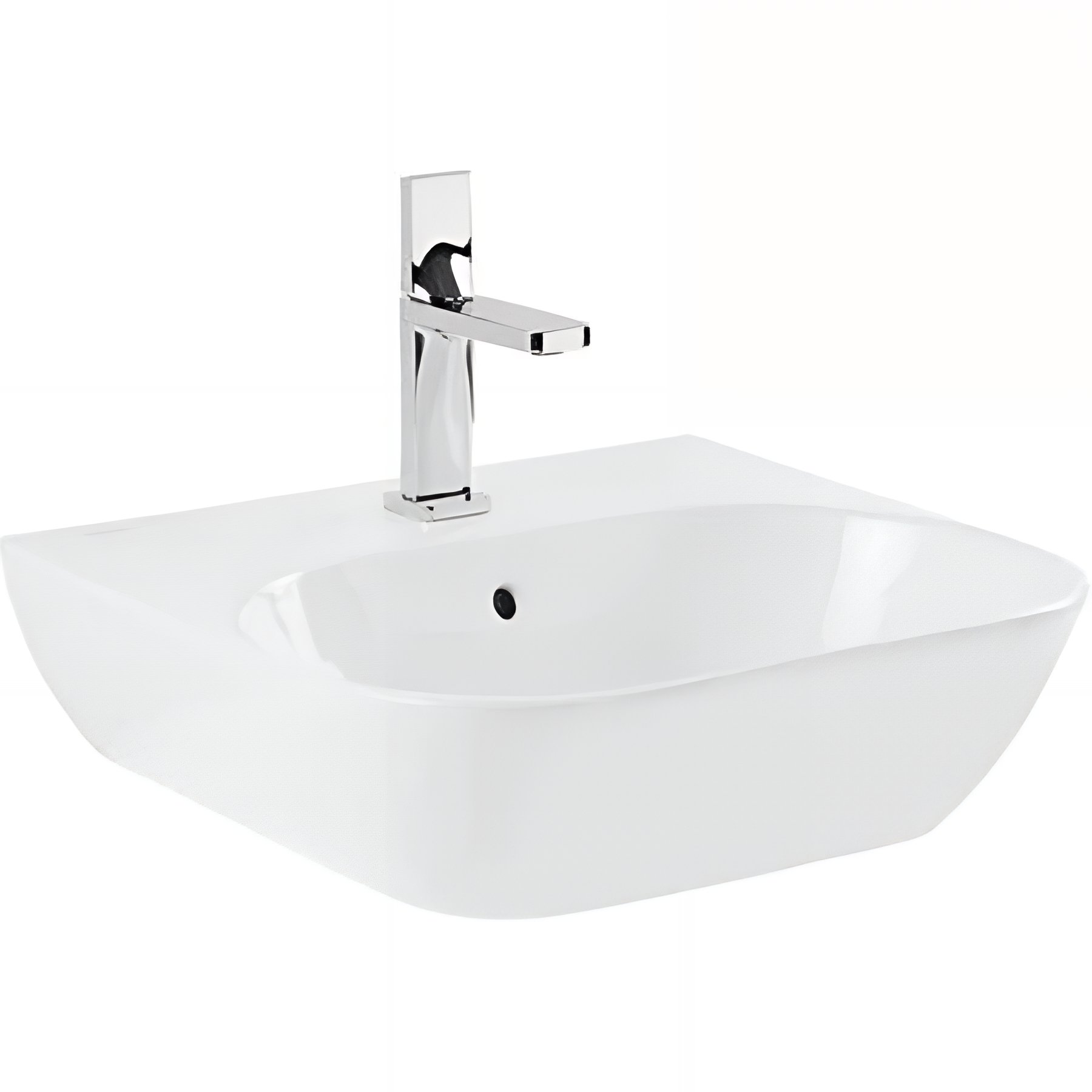 Lavabo 50cm mural céramique traditionnelle SANINDUSA Sanlife couleur blanc compatible avec Colonne de Sanlife couleur blanche