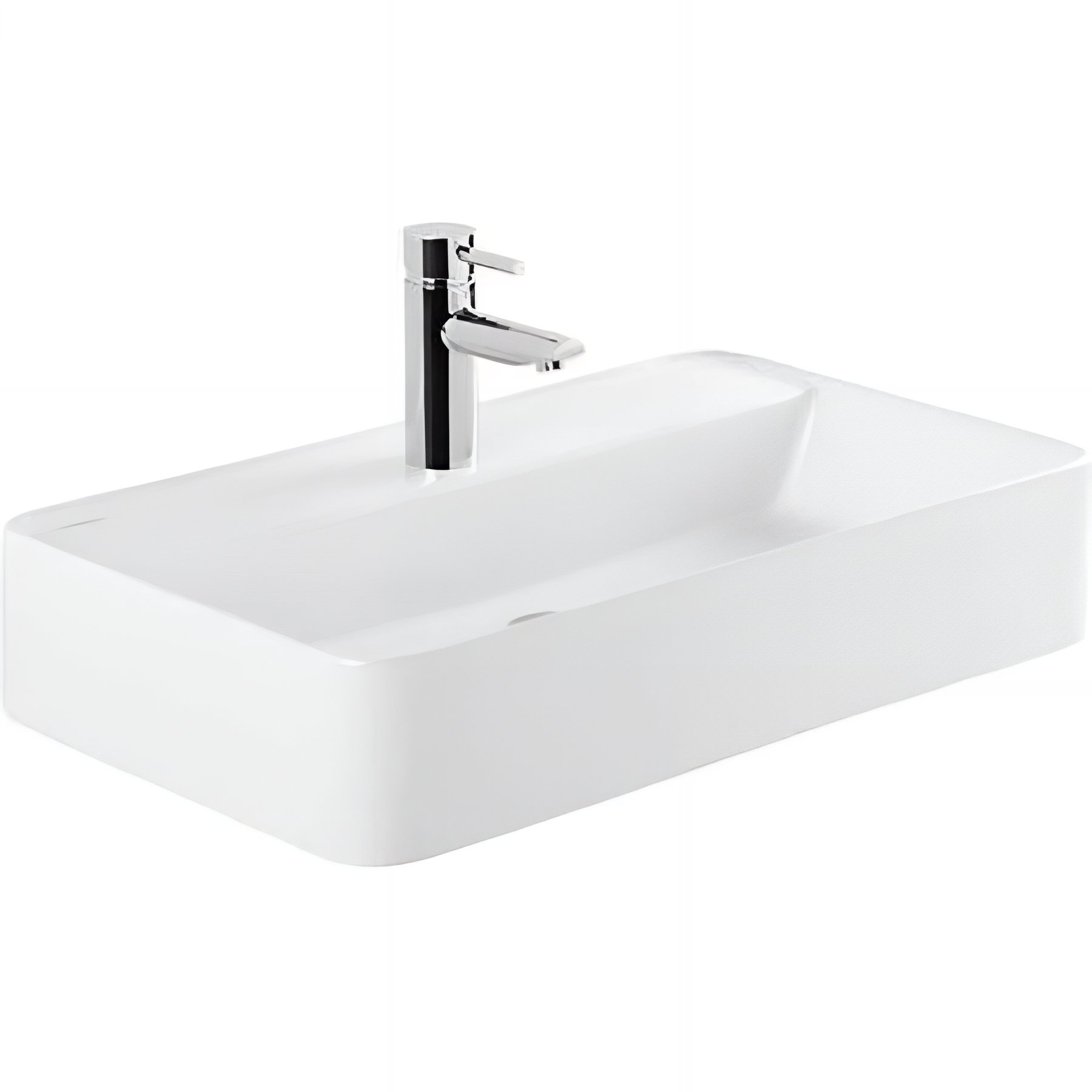 Vasque céramique traditionnelle SANINDUSA rectangulaire a poser sur plan 60x35 avec trou pour robinetterie Sanlife couleur blanc   