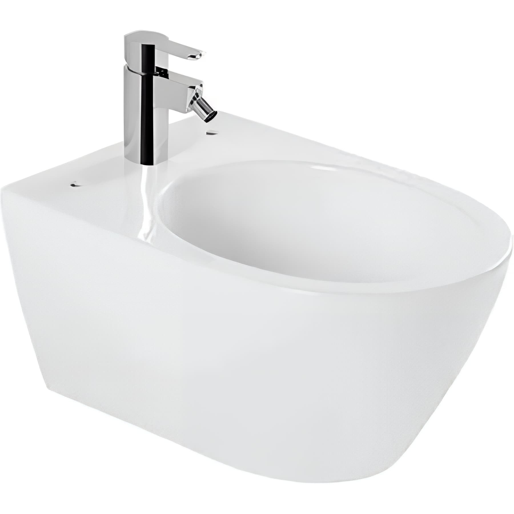 Bidet suspendu céramique traditionnelle SANINDUSA avec trous pour abattant (abattant non compris) Sanlife couleur blanc   