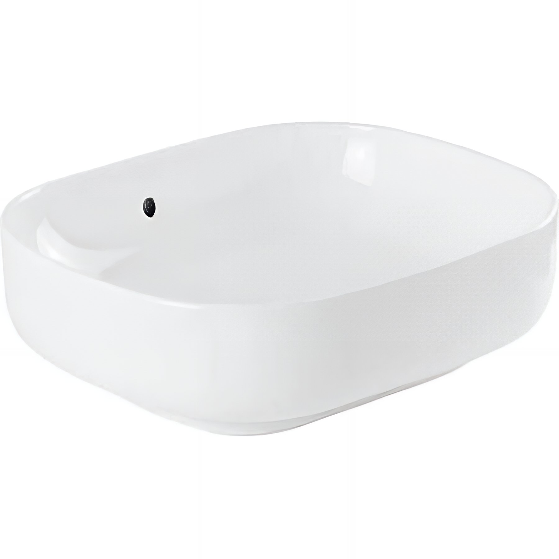 Vasque céramique traditionnelle SANINDUSA rectangulaire bords arrondis a poser sur plan 48x40 Sanibold couleur blanc