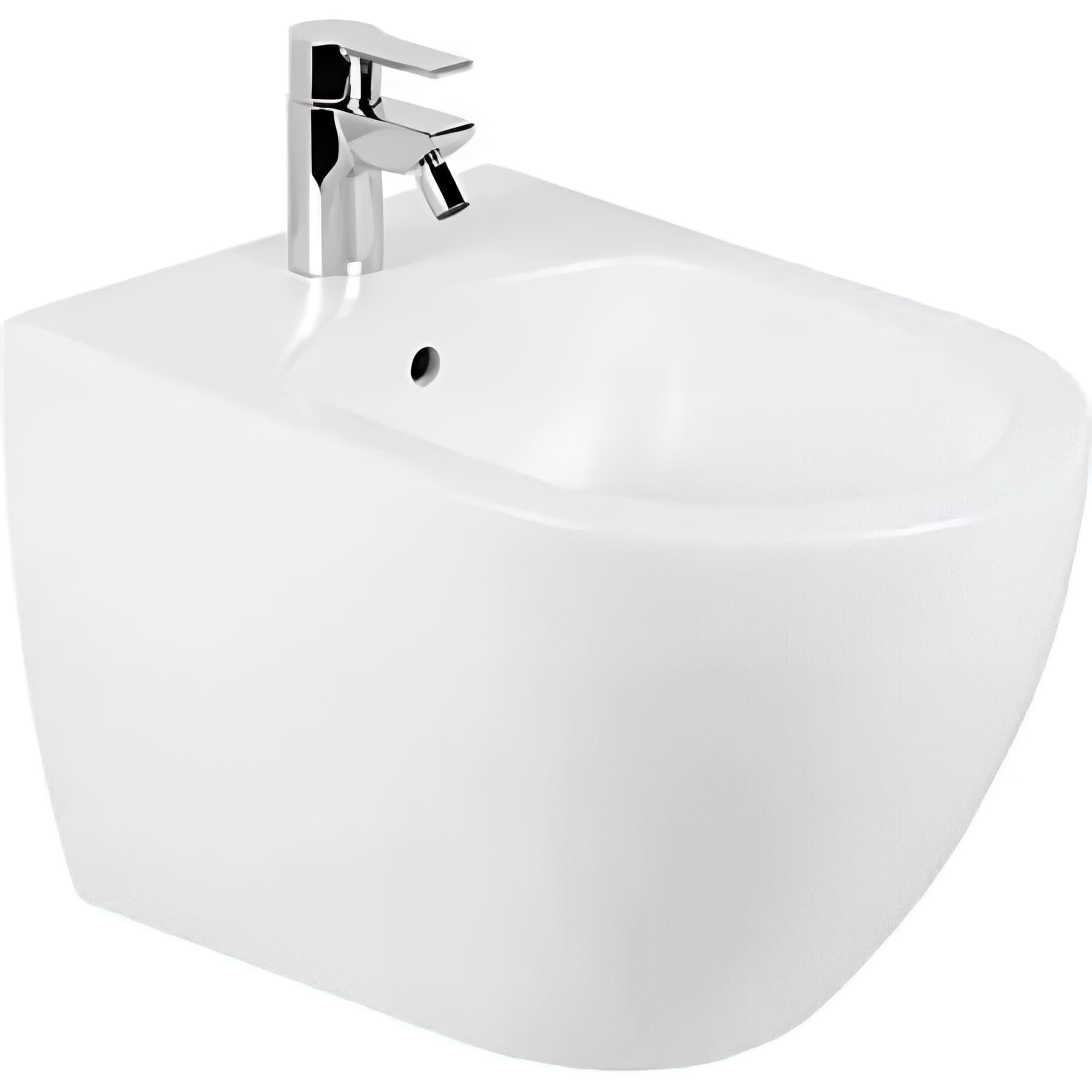 Pack Bidet suspendu céramique traditionnelle SANINDUSA 50 fixation cachée Sanibold couleur blanc (bidet + Bâti support)