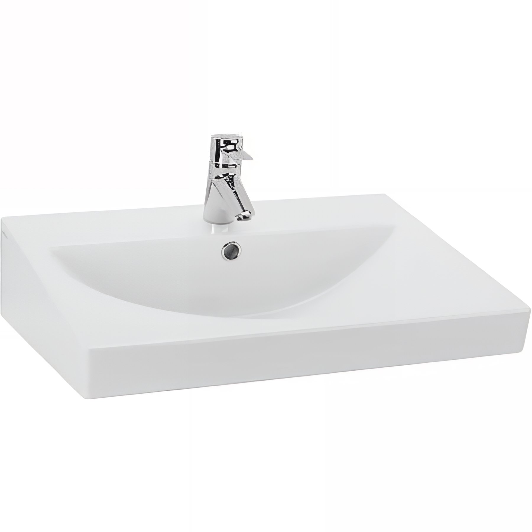 Lavabo mural blanc 65x47 céramique traditionnelle vitrifiée SANINDUSA