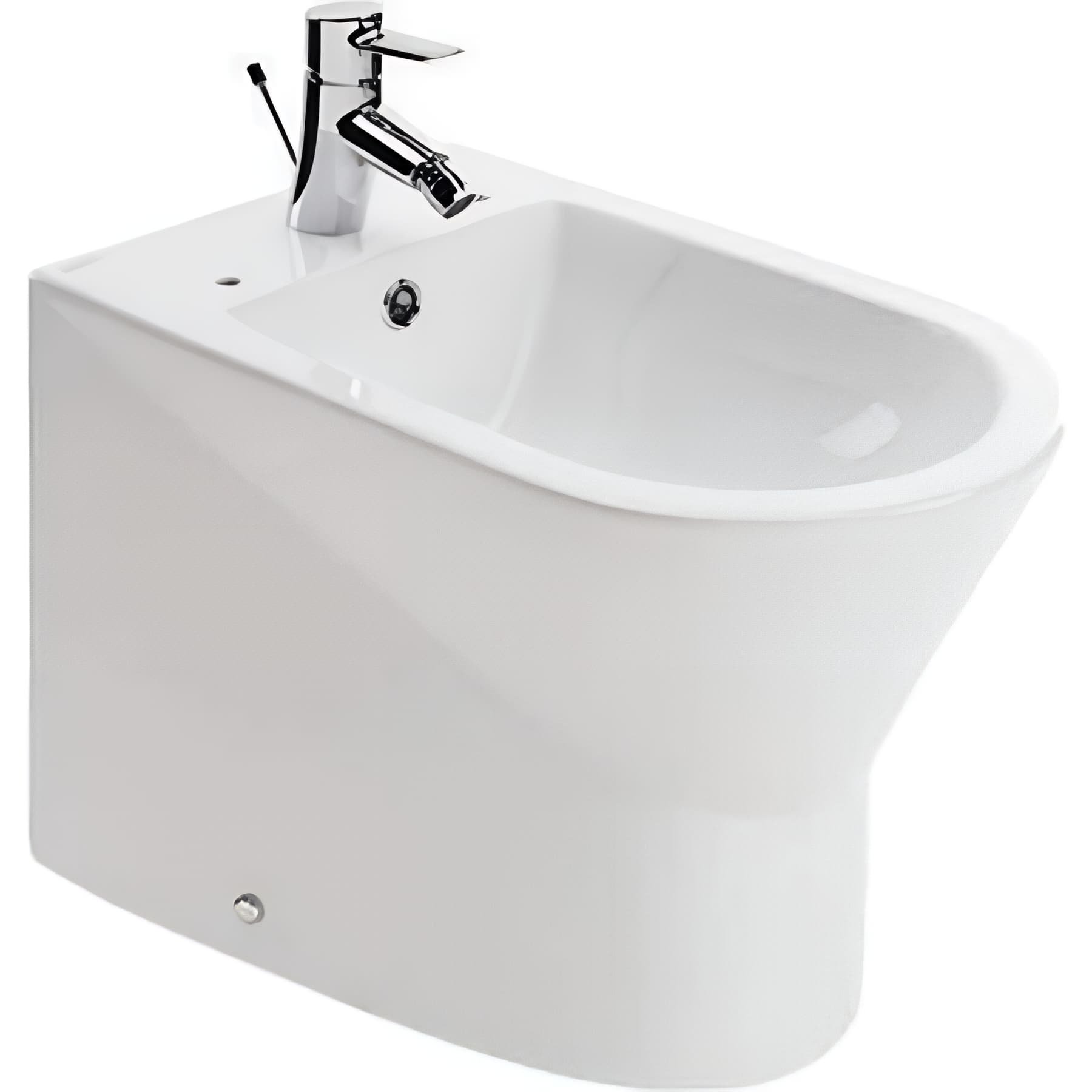 Bidet UrbY Compact gain de place céramique traditionnelle SANINDUSA pose au sol avec trous abattant (abattant non compris) couleur blanc