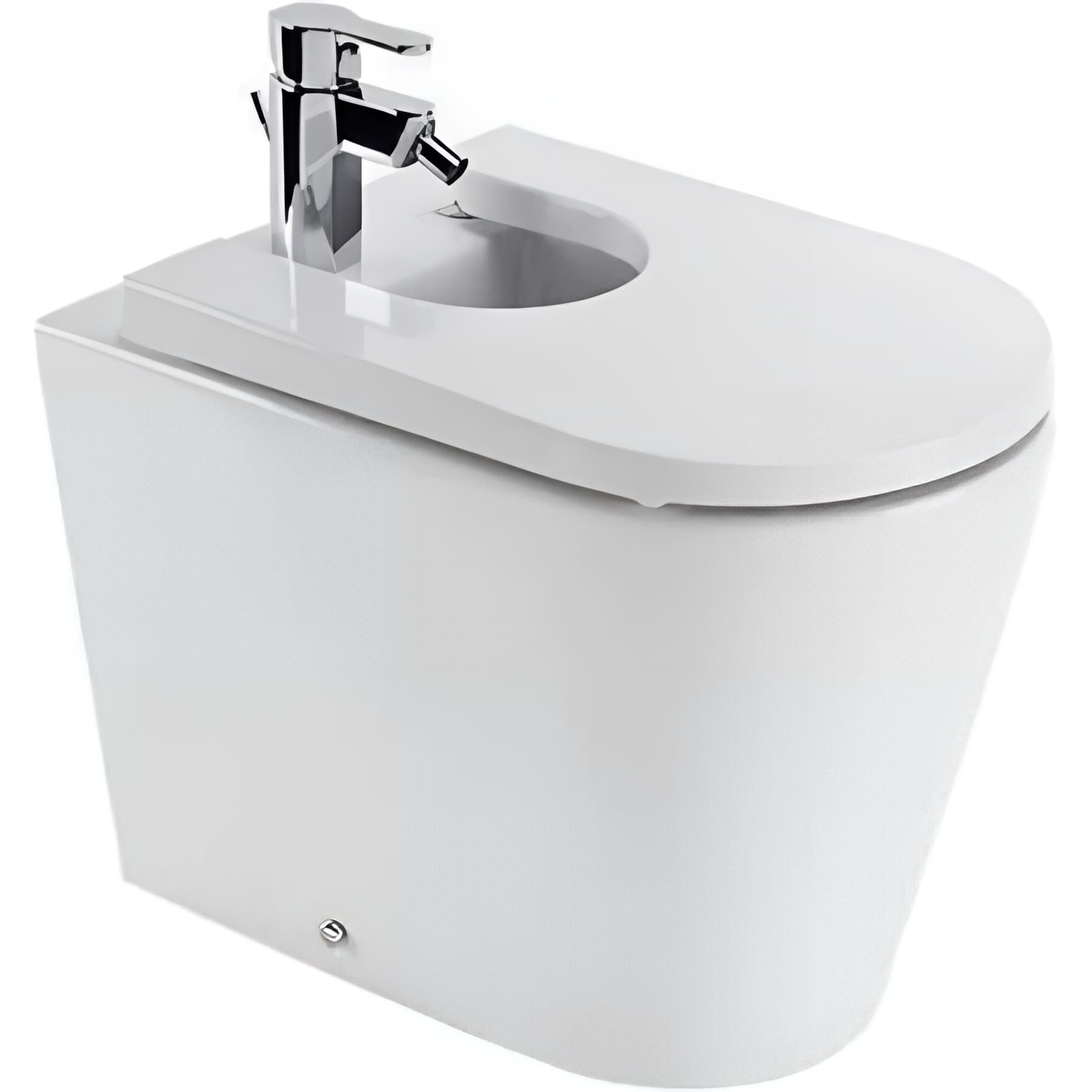 Bidet UrbY Plus céramique traditionnelle SANINDUSA pose au sol avec trous abattant (abattant non compris) couleur blanc