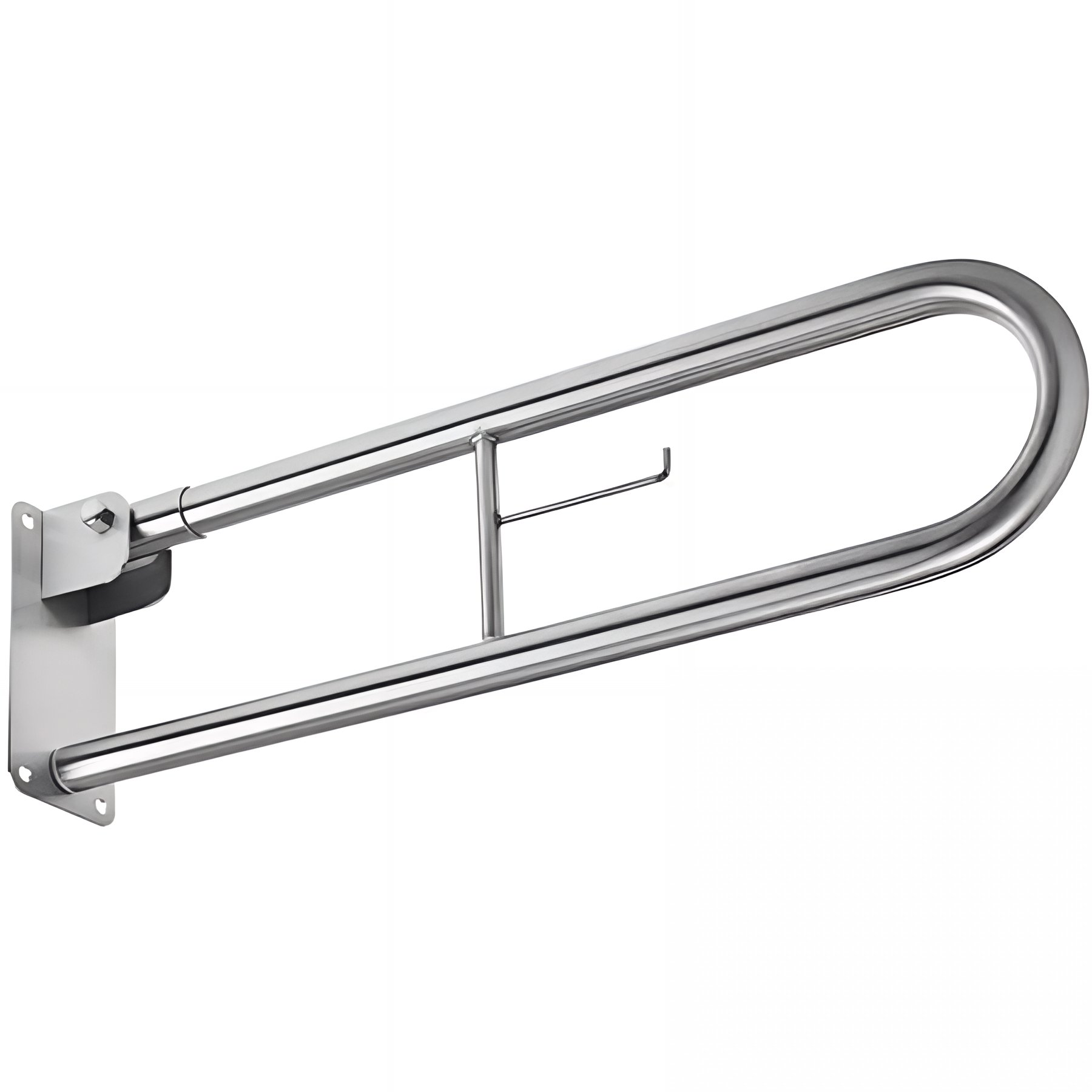 Barre de relèvement 80 PMR normes handicapé SANINDUSA New WC Care avec Porte papier WC SANINDUSA toilette inox brosse